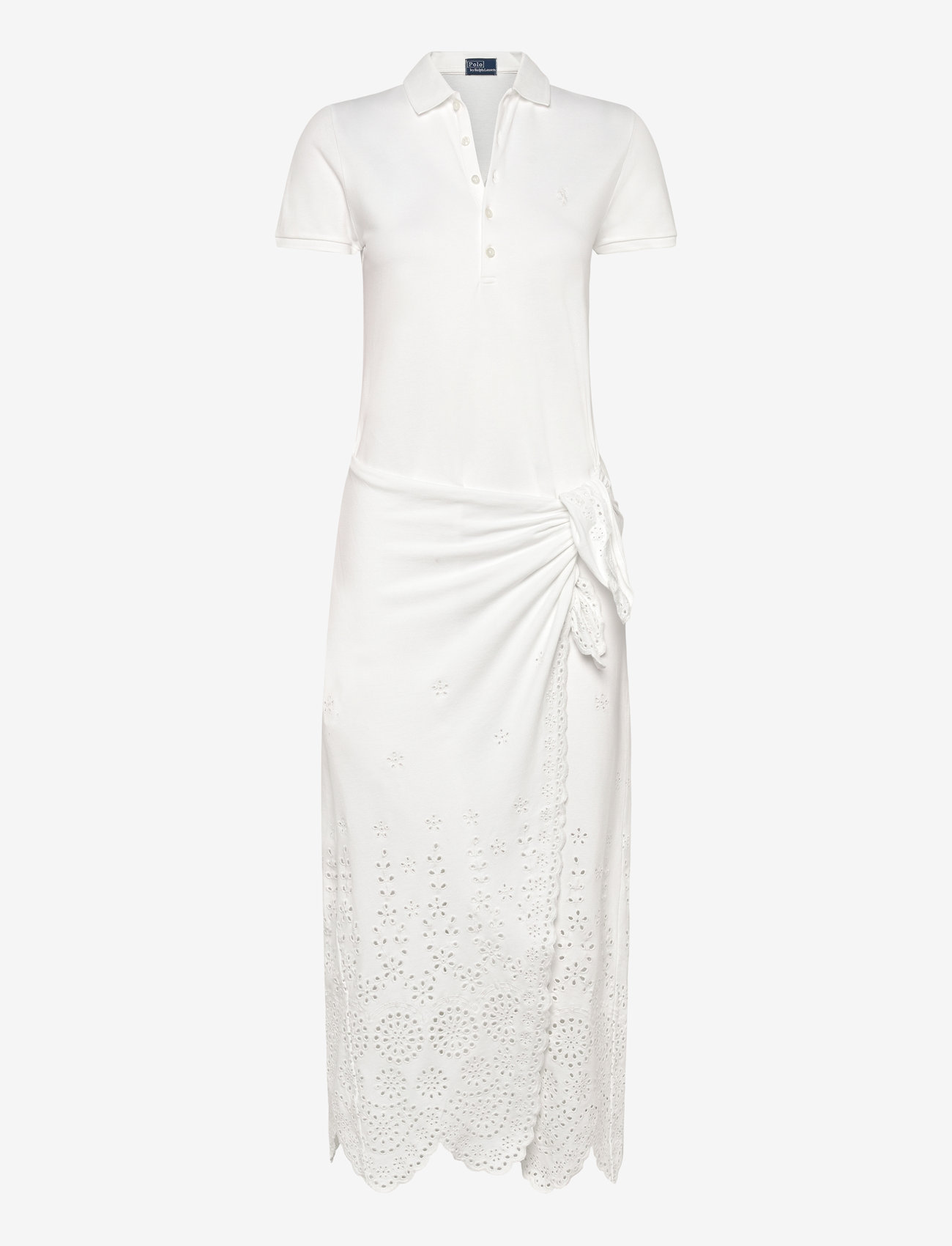 Polo Ralph Lauren - Eyelet Piqué Wrap Polo Dress - summer dresses - white - 0