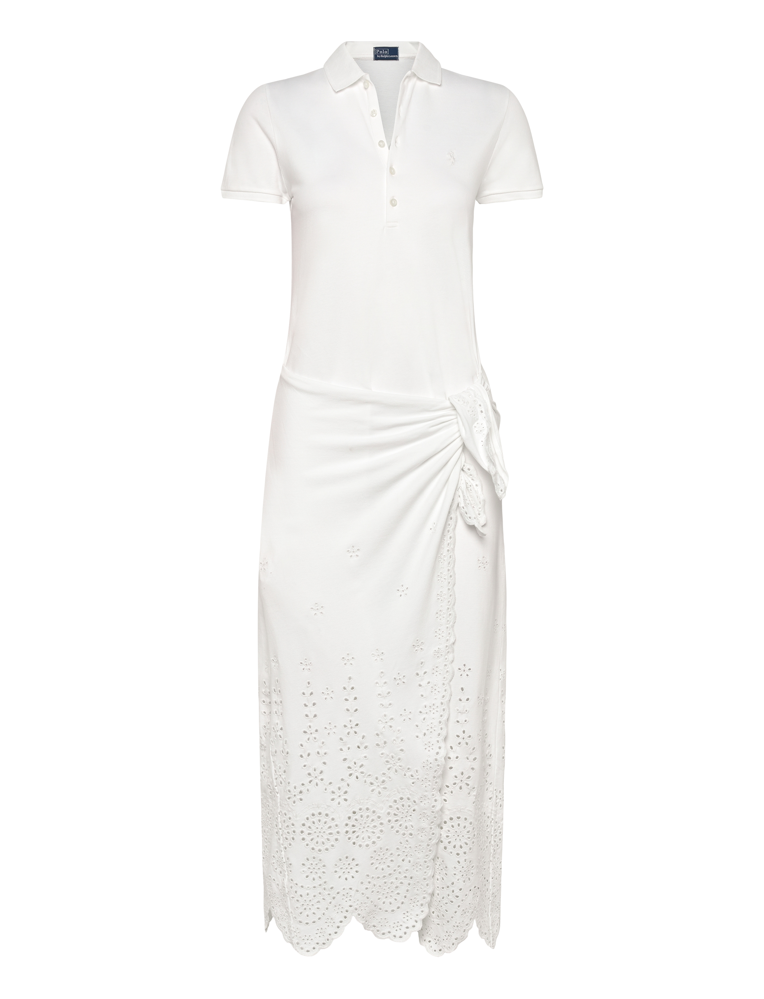 Polo Ralph Lauren Eyelet Piqué Wrap Polo Dress - T-shirt Dresses - WHITE / white