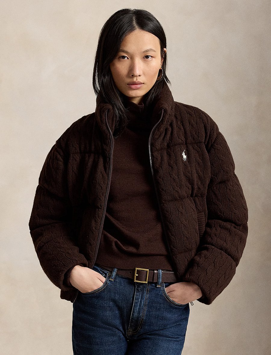 Polo Ralph Lauren - Cable Wool-Cashmere Puffer Jacket - walnut brown mela - 0