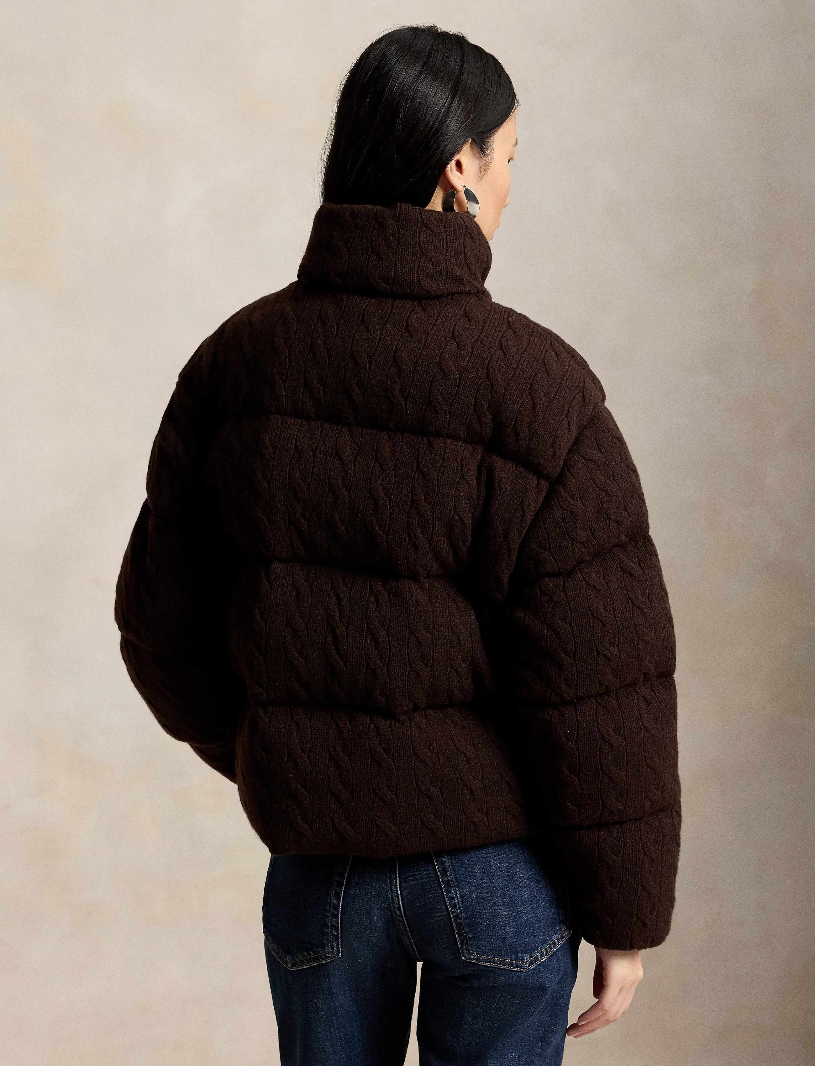 Polo Ralph Lauren - Cable Wool-Cashmere Puffer Jacket - walnut brown mela - 3