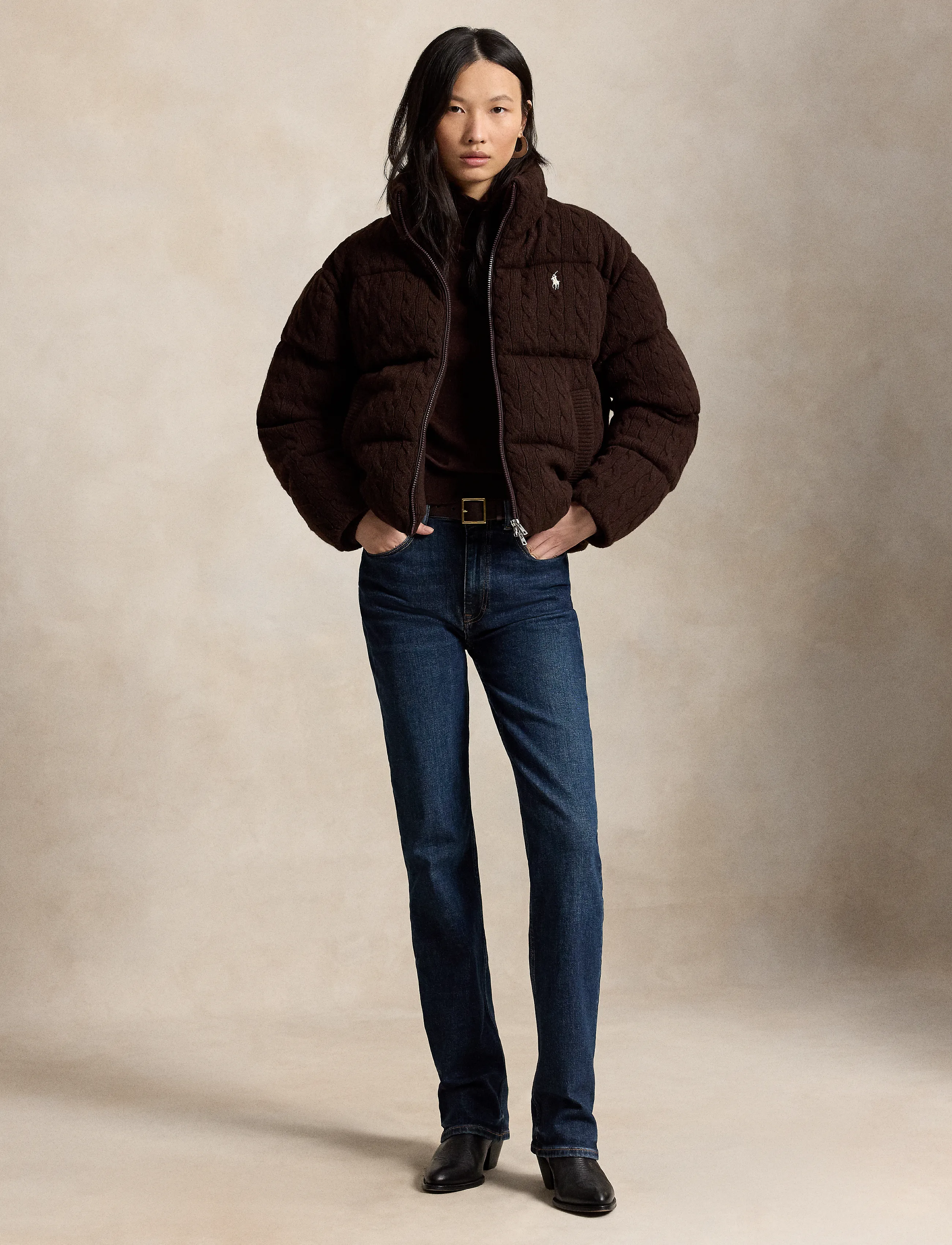Polo Ralph Lauren - Cable Wool-Cashmere Puffer Jacket - walnut brown mela - 4