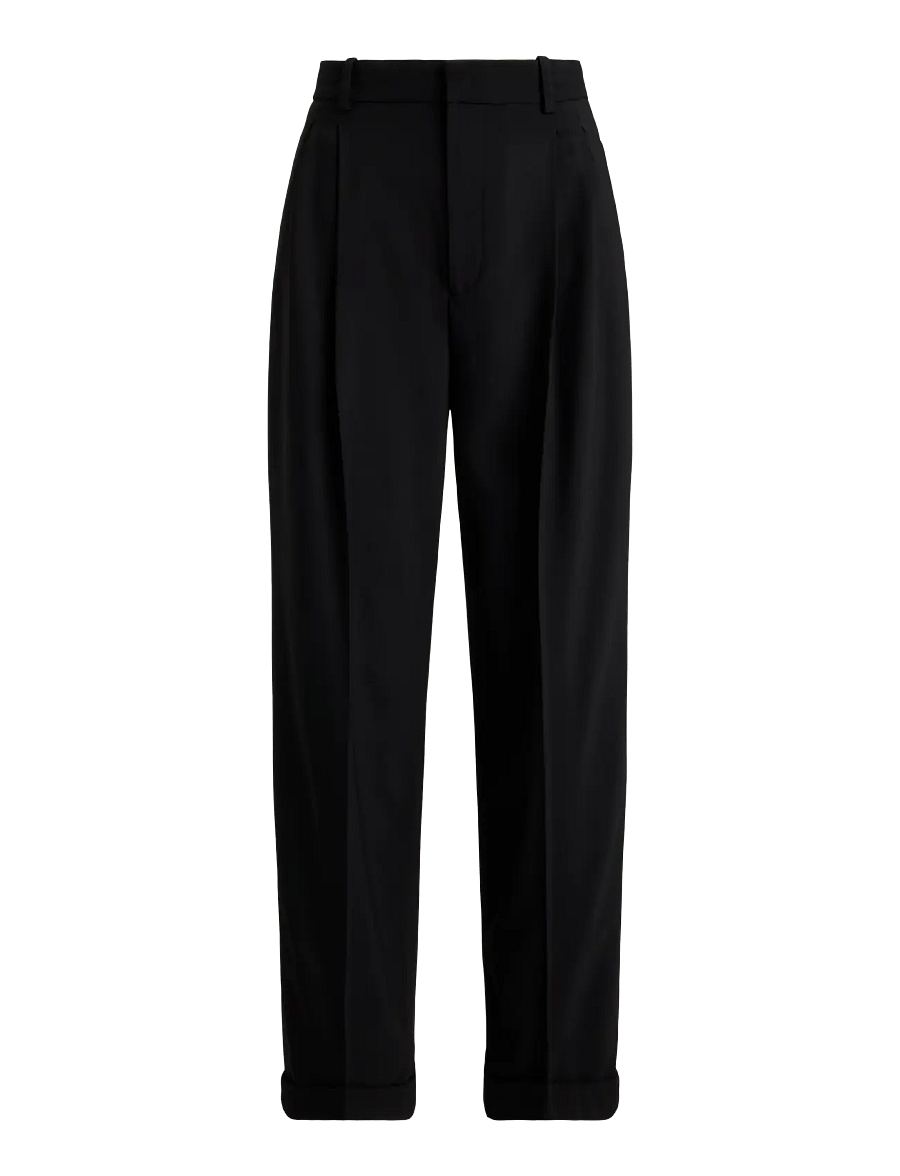 Polo Ralph Lauren - Bacall Wool-Blend Faille Pant - hosen mit weitem bein - polo black - 1
