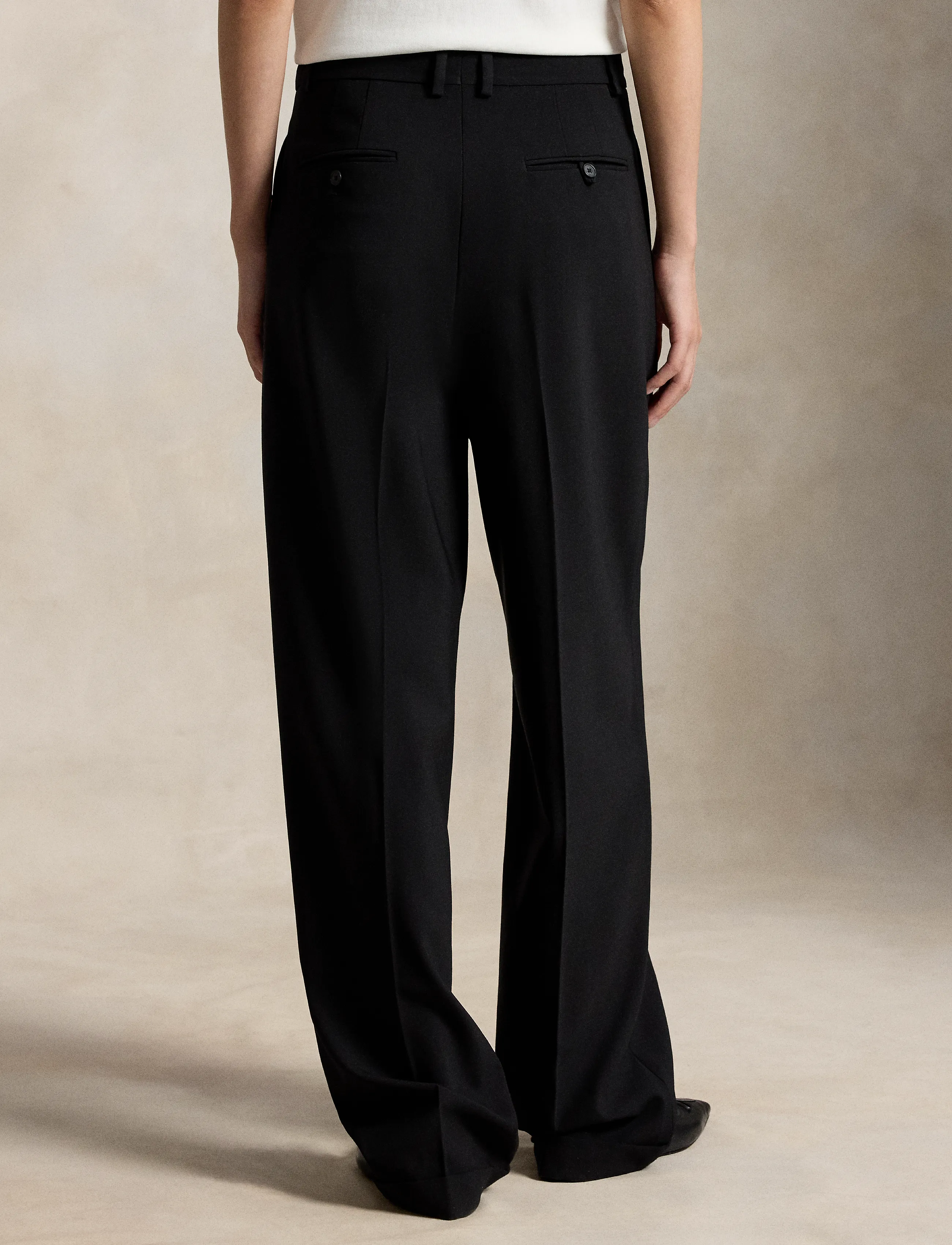 Polo Ralph Lauren - Bacall Wool-Blend Faille Pant - hosen mit weitem bein - polo black - 2