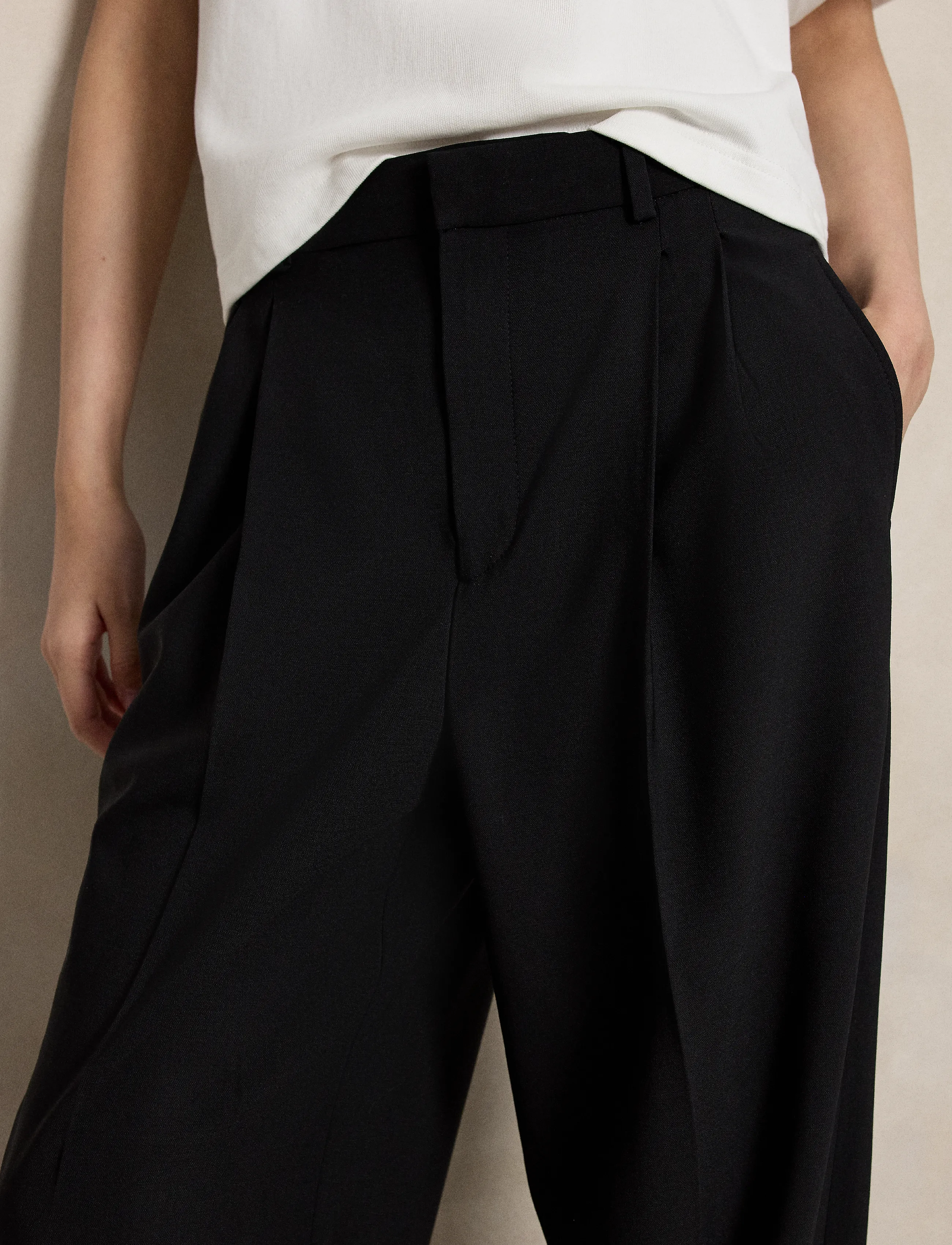 Polo Ralph Lauren - Bacall Wool-Blend Faille Pant - hosen mit weitem bein - polo black - 4