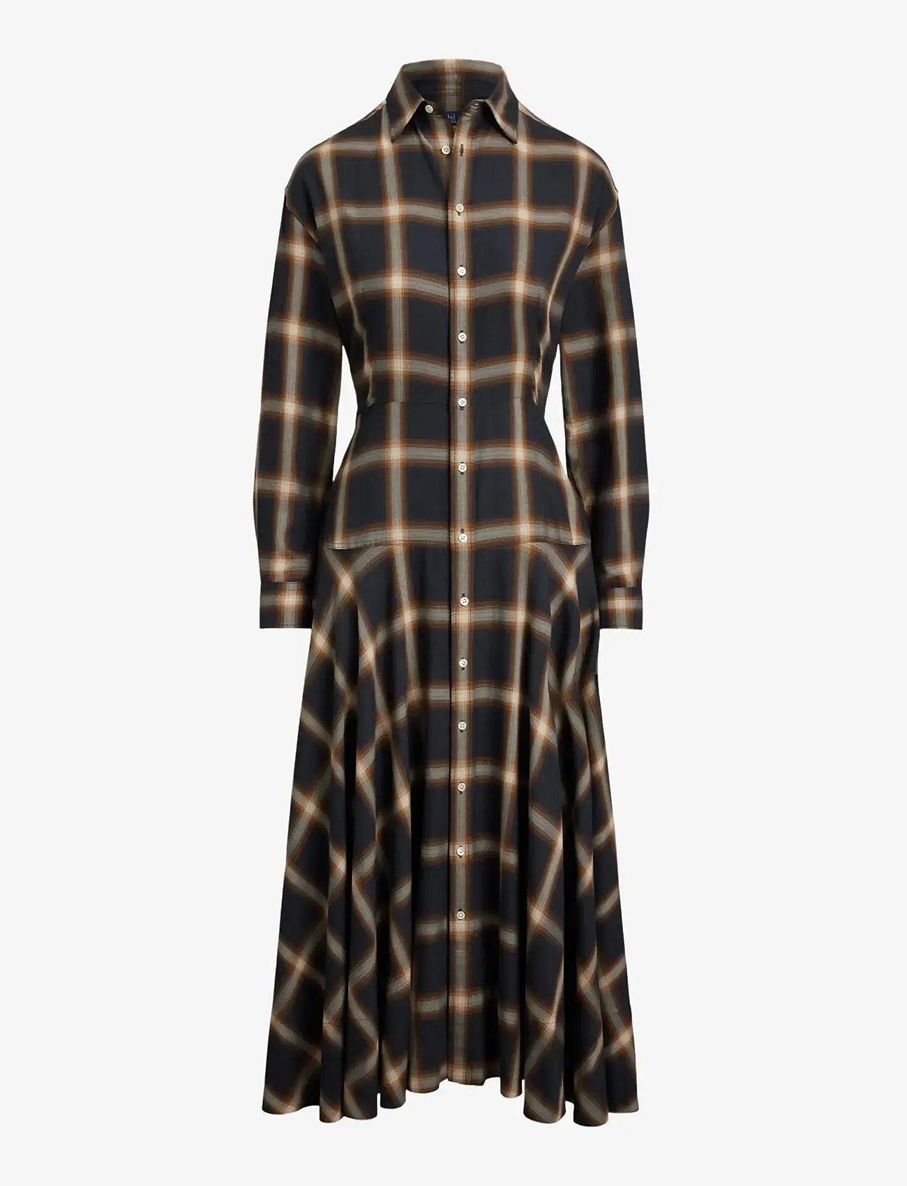 Polo Ralph Lauren - Plaid Twill Paneled Shirtdress - skjortekjoler - 1939 navy-brown m - 1