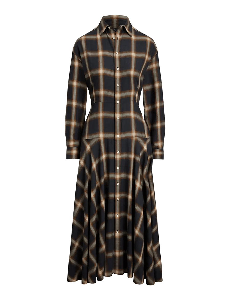 Polo Ralph Lauren - Plaid Twill Paneled Shirtdress - robes chemises - 1939 navy-brown m - 1