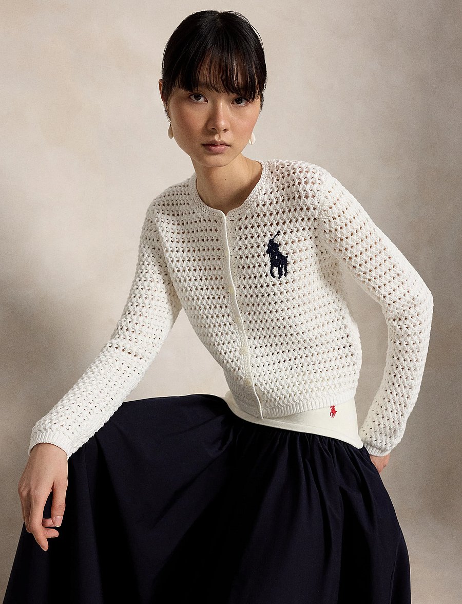 Polo Ralph Lauren - COTTON-SWEATER-CARDIGAN - koftor - white - 2