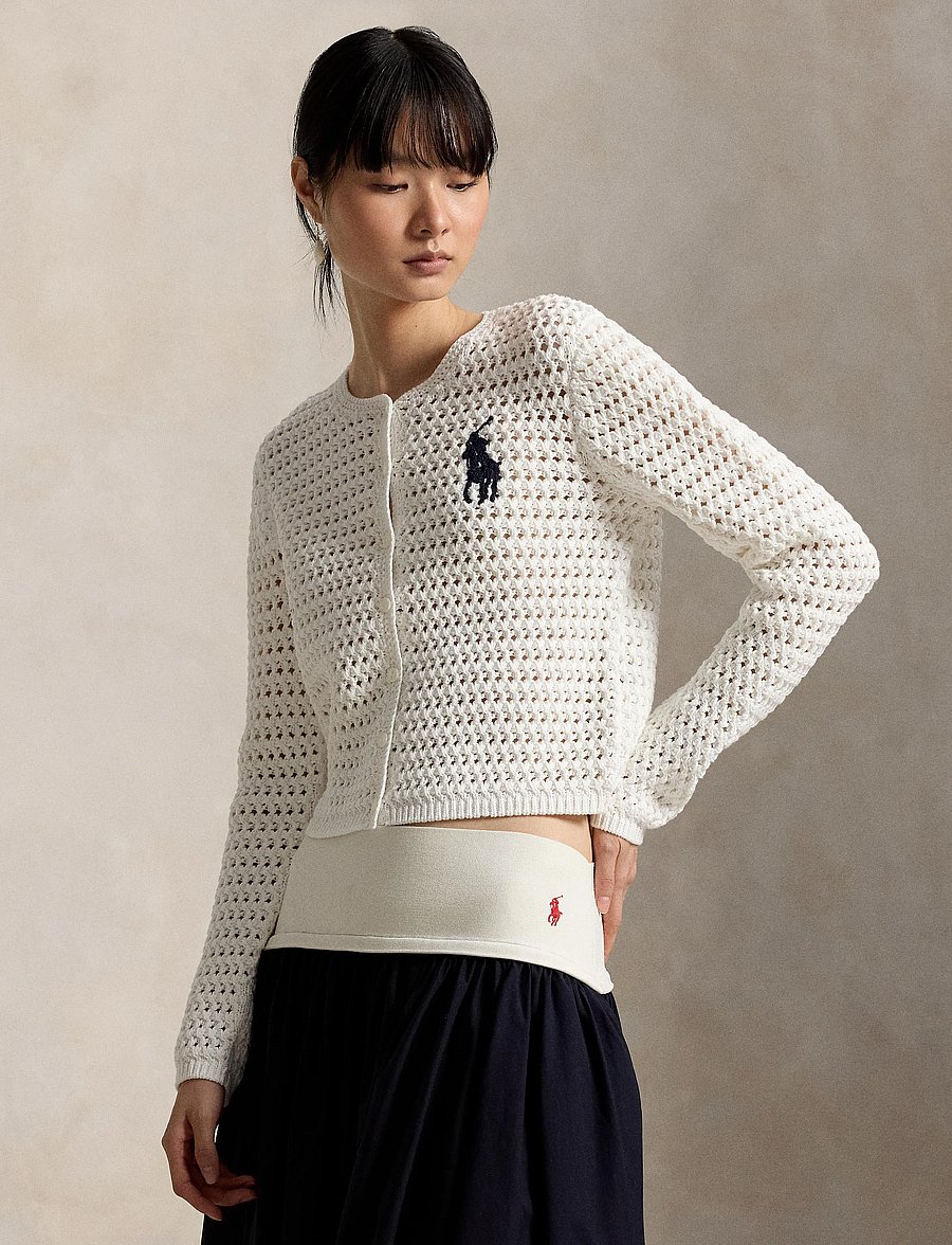 Polo Ralph Lauren - COTTON-SWEATER-CARDIGAN - koftor - white - 4