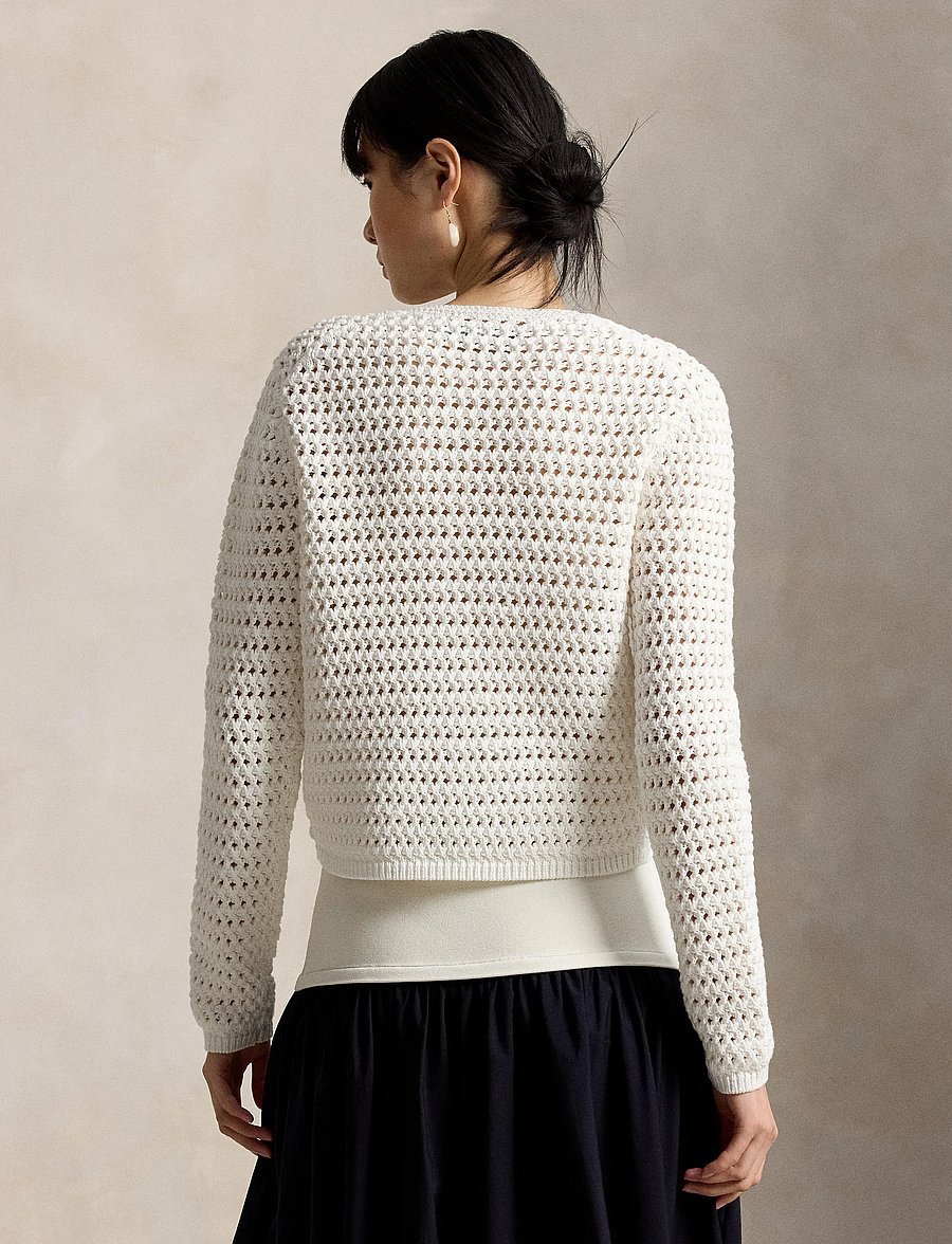 Polo Ralph Lauren - COTTON-SWEATER-CARDIGAN - koftor - white - 5