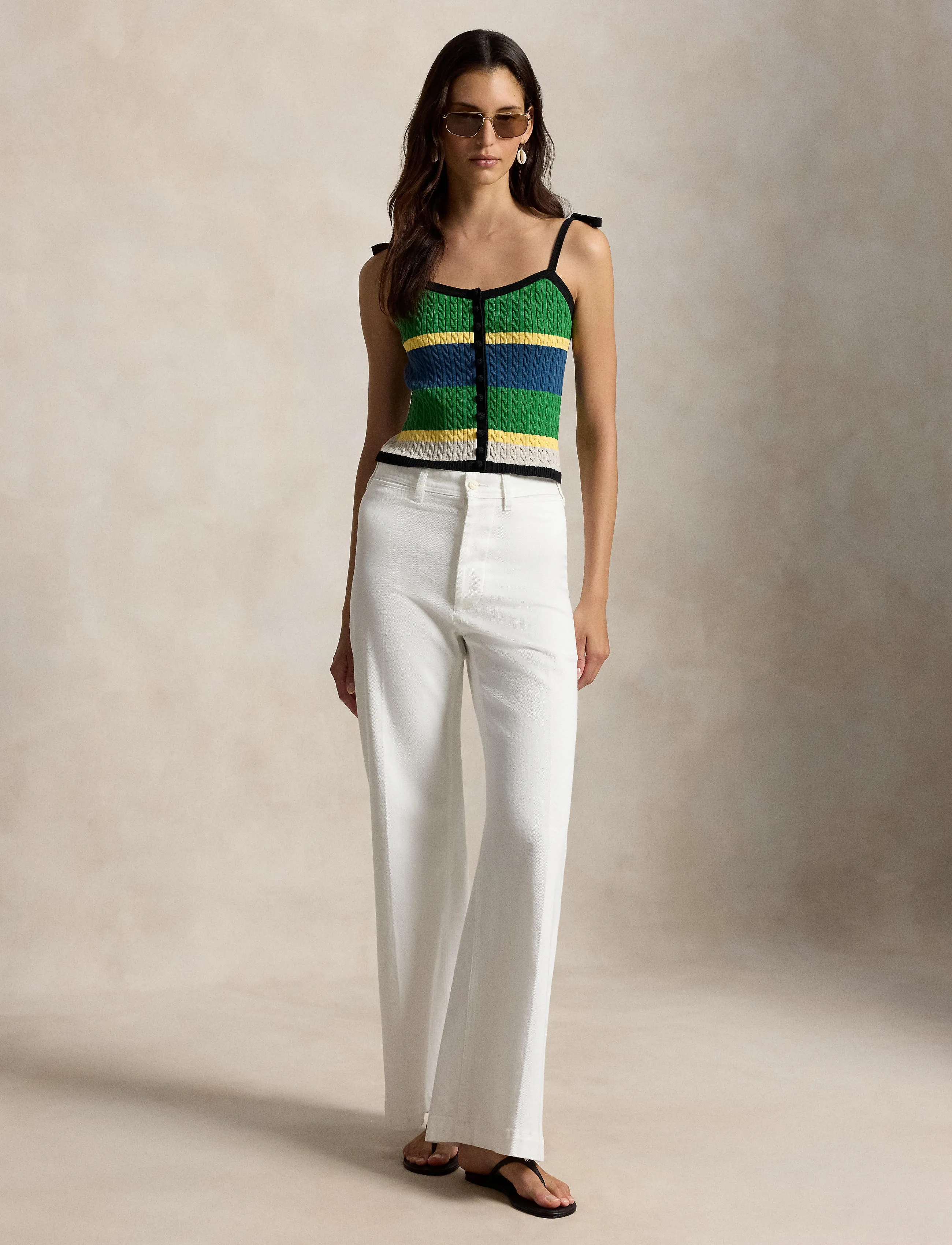 Polo Ralph Lauren COTTON-SWEATER-TANK TOP - Mouwloze tops - POLO BLACK MULTI / green