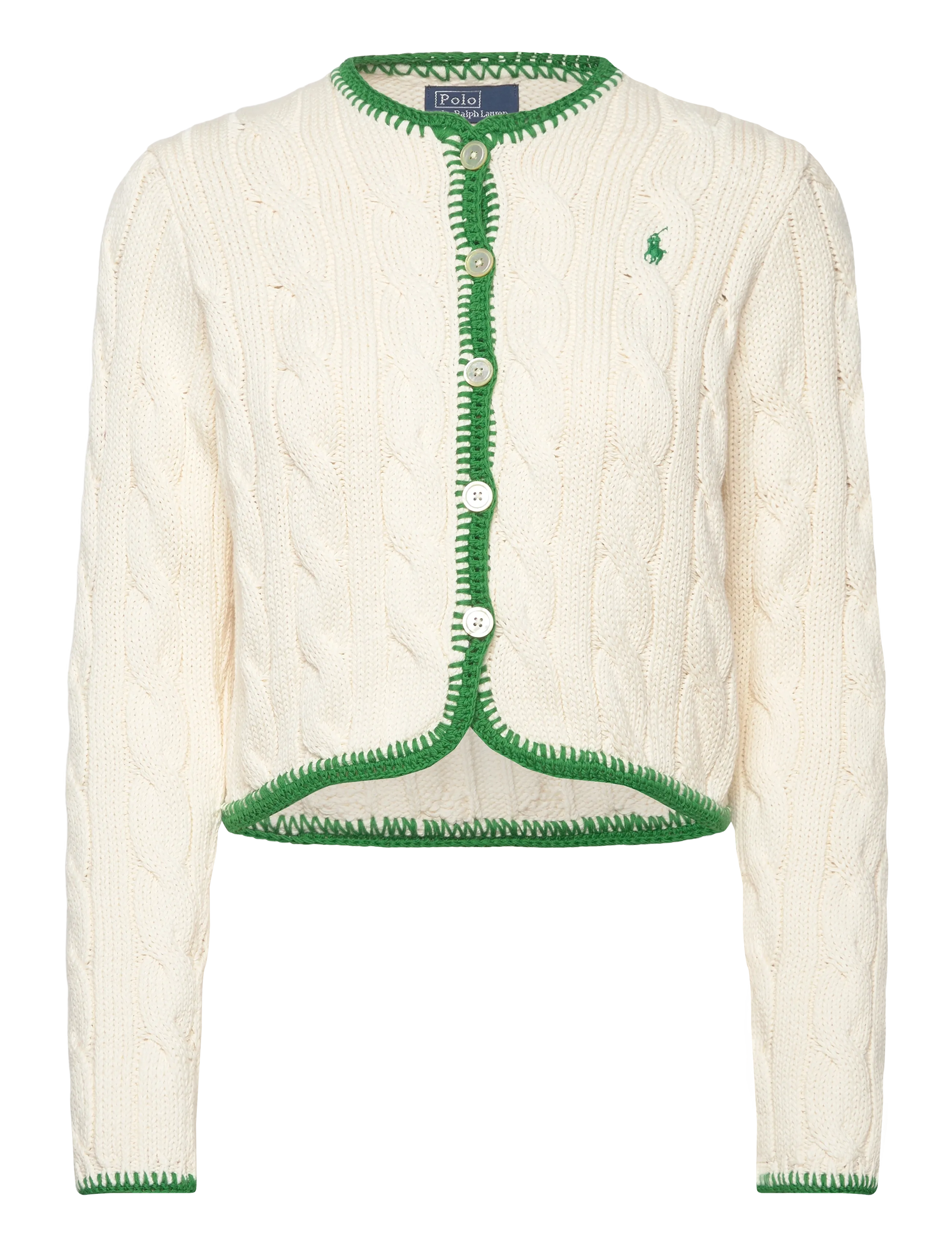 Polo Ralph Lauren 1/4-5 COTTON-SWEATER-CARDIGAN - Dizainerių prekės - CRICKET CREAM / cream