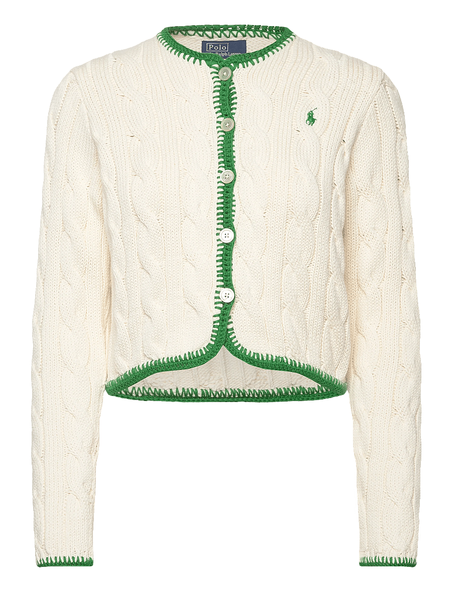 Polo Ralph Lauren - 1/4-5 COTTON-SWEATER-CARDIGAN - koftor - cricket cream - 1