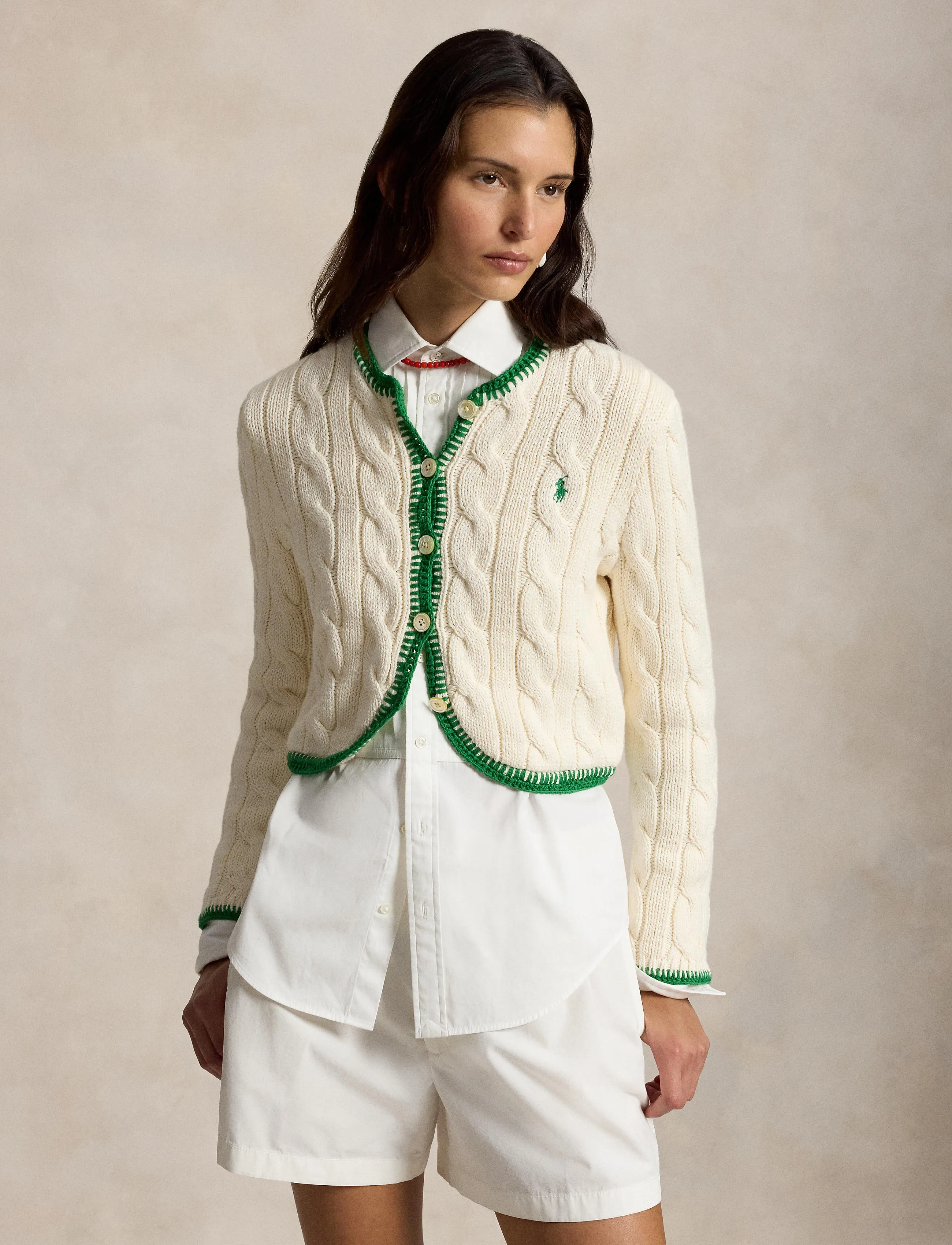 Polo Ralph Lauren - 1/4-5 COTTON-SWEATER-CARDIGAN - koftor - cricket cream - 3