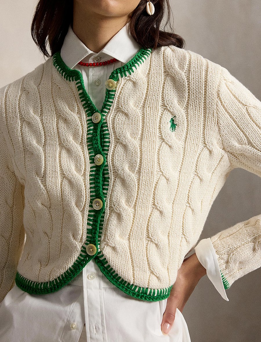Polo Ralph Lauren - 1/4-5 COTTON-SWEATER-CARDIGAN - koftor - cricket cream - 4