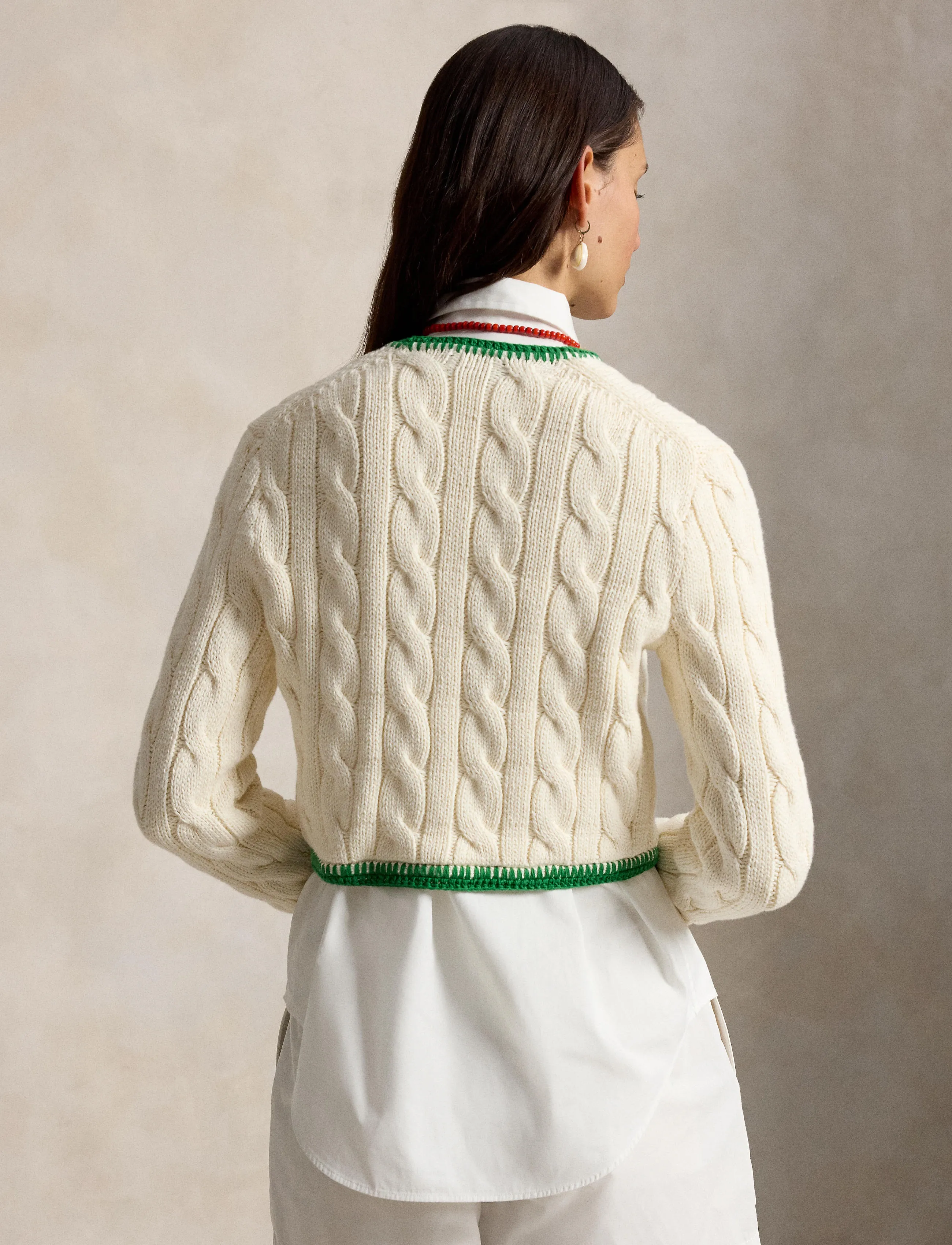 Polo Ralph Lauren - 1/4-5 COTTON-SWEATER-CARDIGAN - koftor - cricket cream - 5