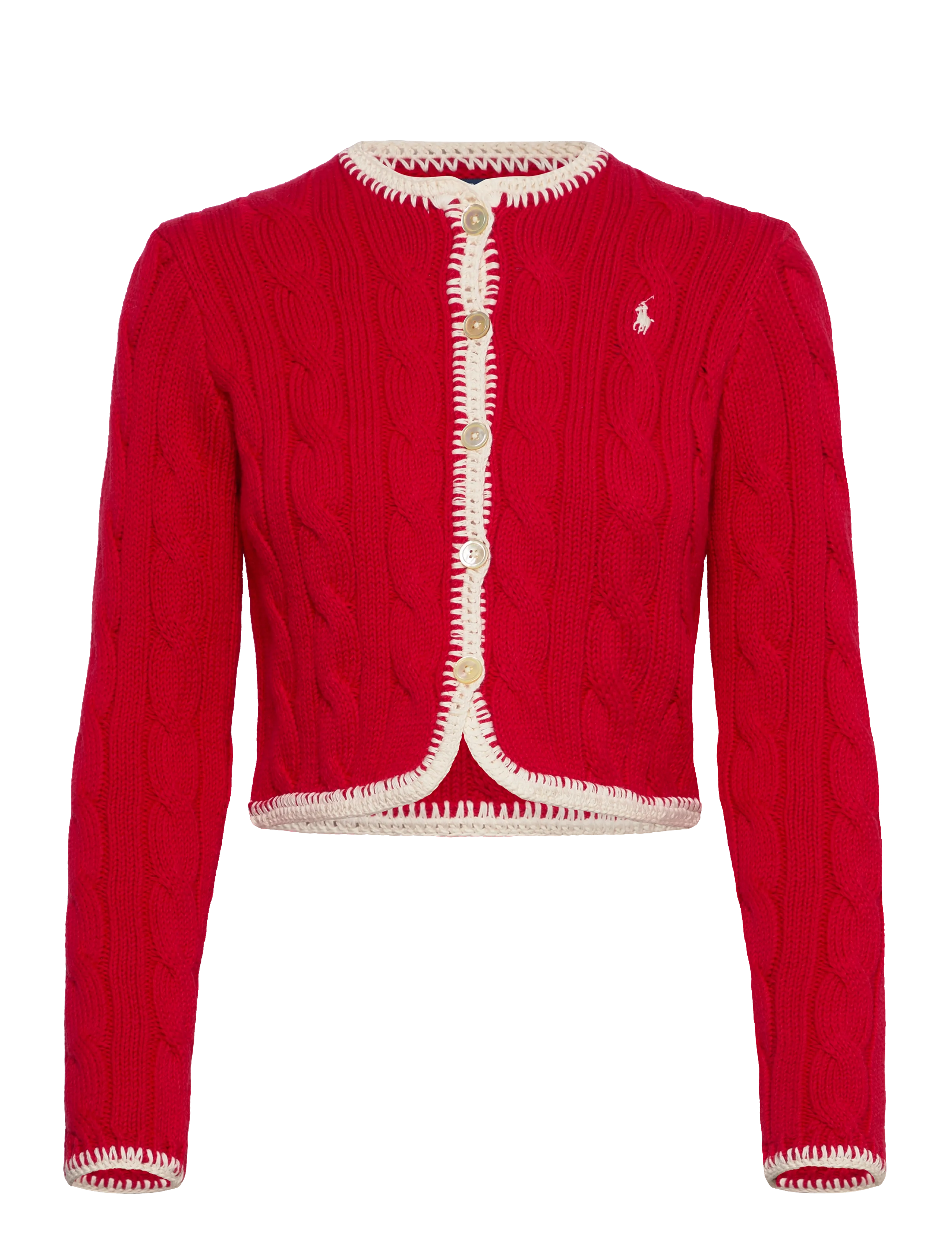 Polo Ralph Lauren 1/4-5 COTTON-SWEATER-CARDIGAN - Tøj - CRUISE RED / red