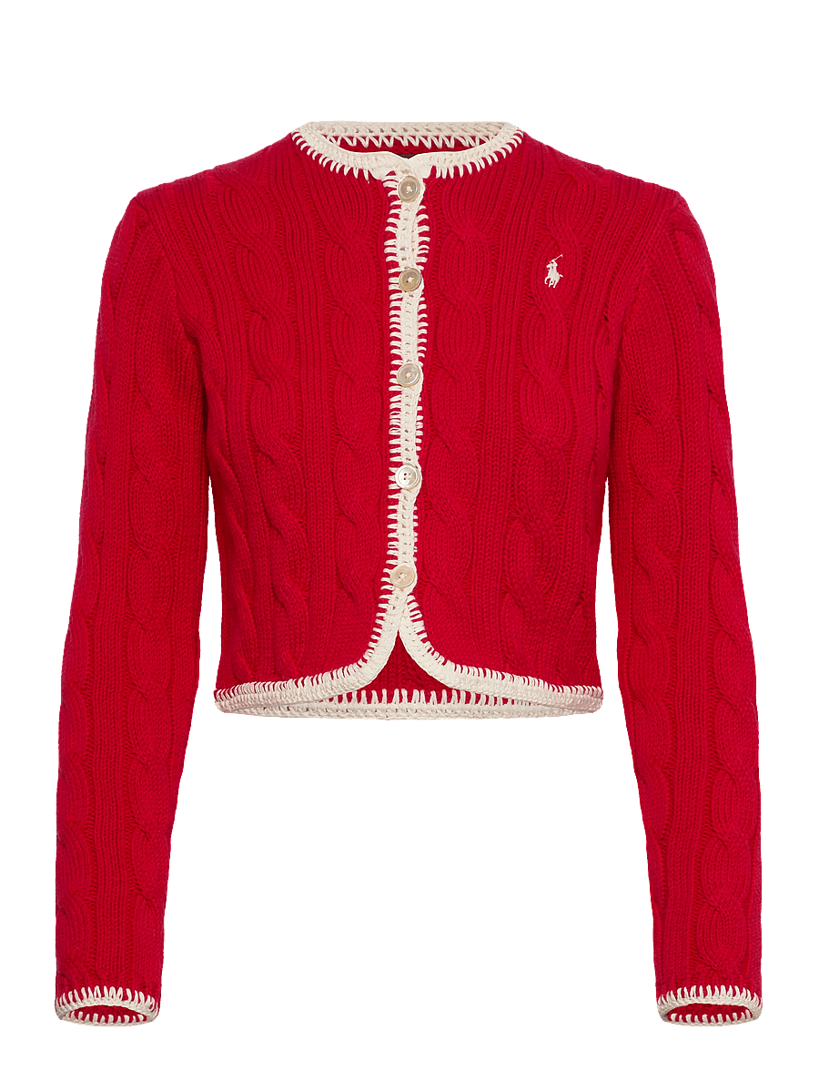 Polo Ralph Lauren - 1/4-5 COTTON-SWEATER-CARDIGAN - gilets - cruise red - 1