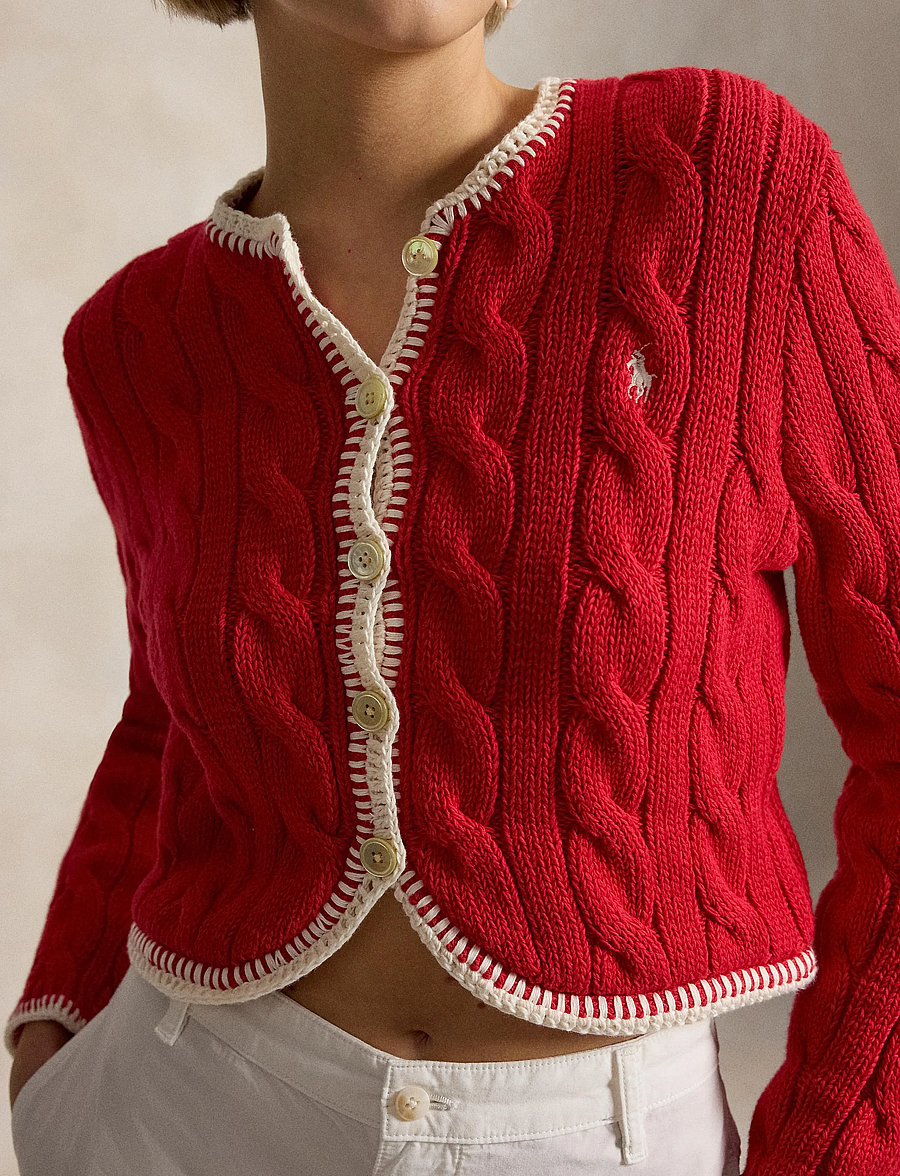 Polo Ralph Lauren - 1/4-5 COTTON-SWEATER-CARDIGAN - gilets - cruise red - 4