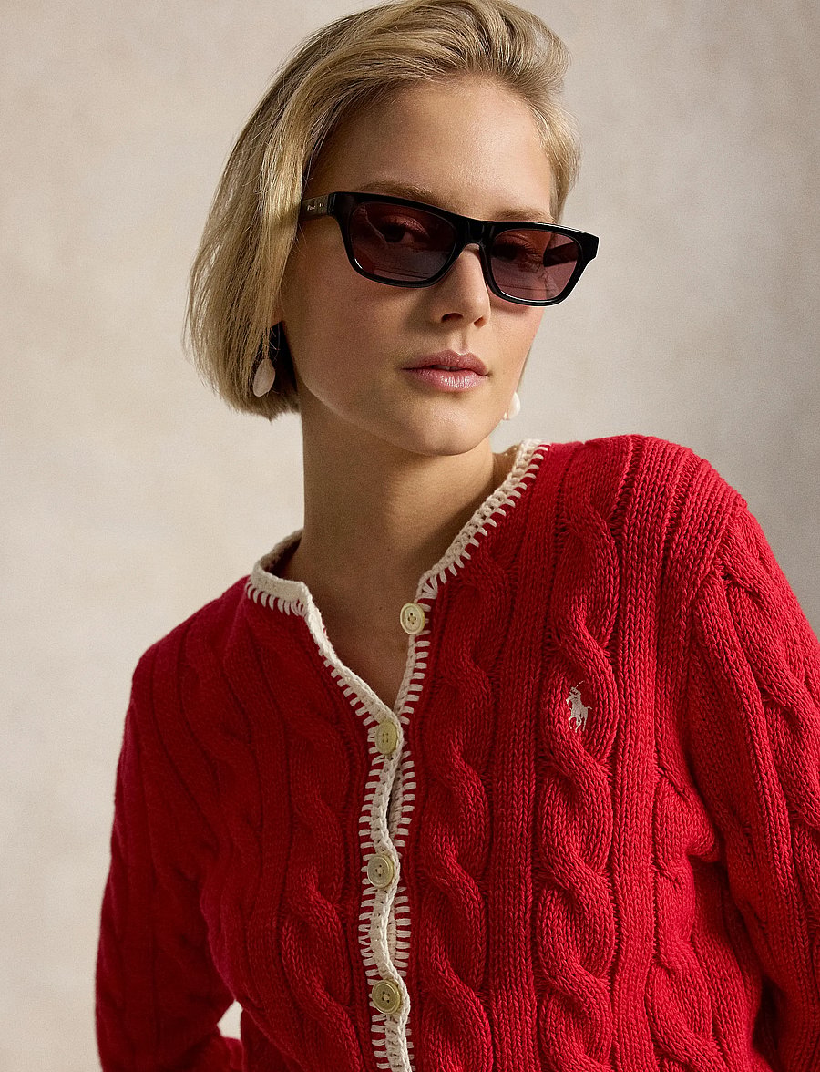 Polo Ralph Lauren - 1/4-5 COTTON-SWEATER-CARDIGAN - gilets - cruise red - 5