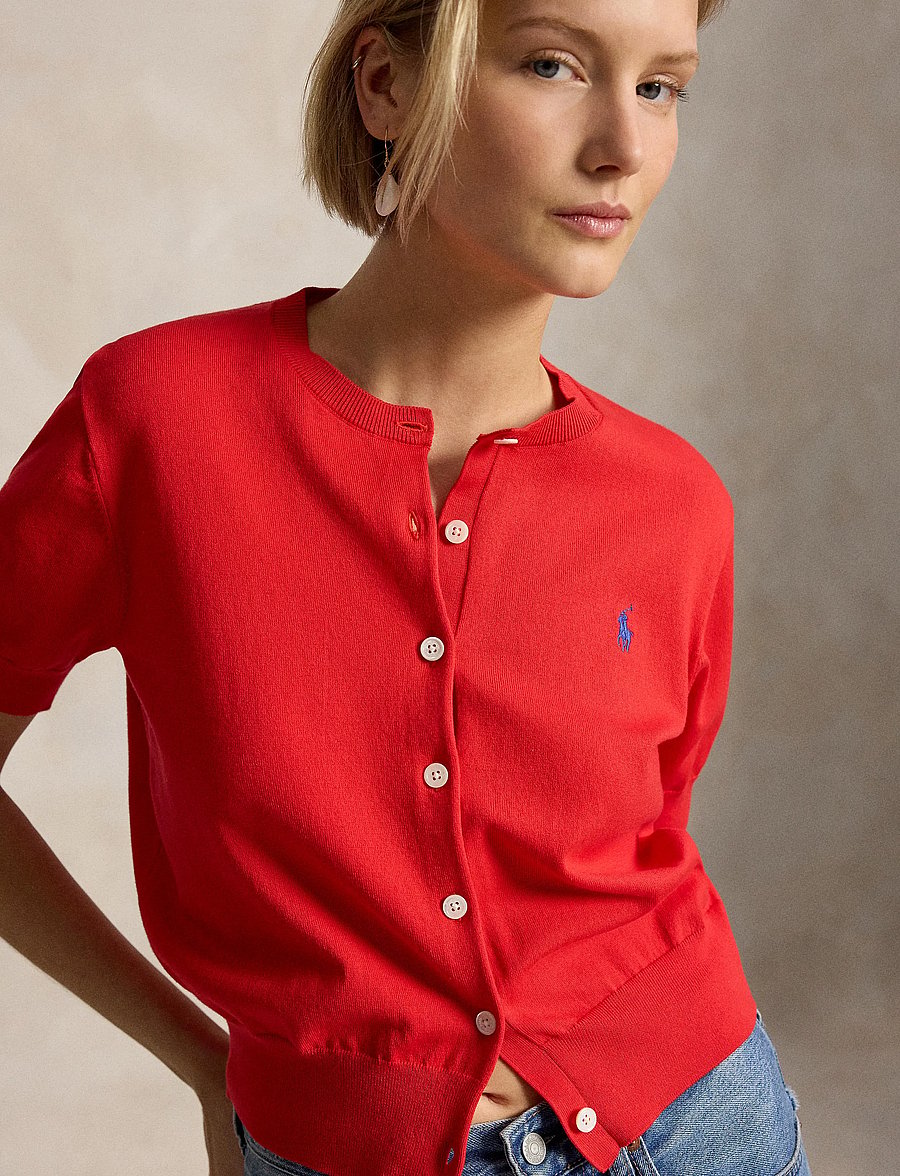Polo Ralph Lauren - 2/50 PIMA COTTON-SWEATER-CARDIGAN - t-shirts & tops - petal rose - 3