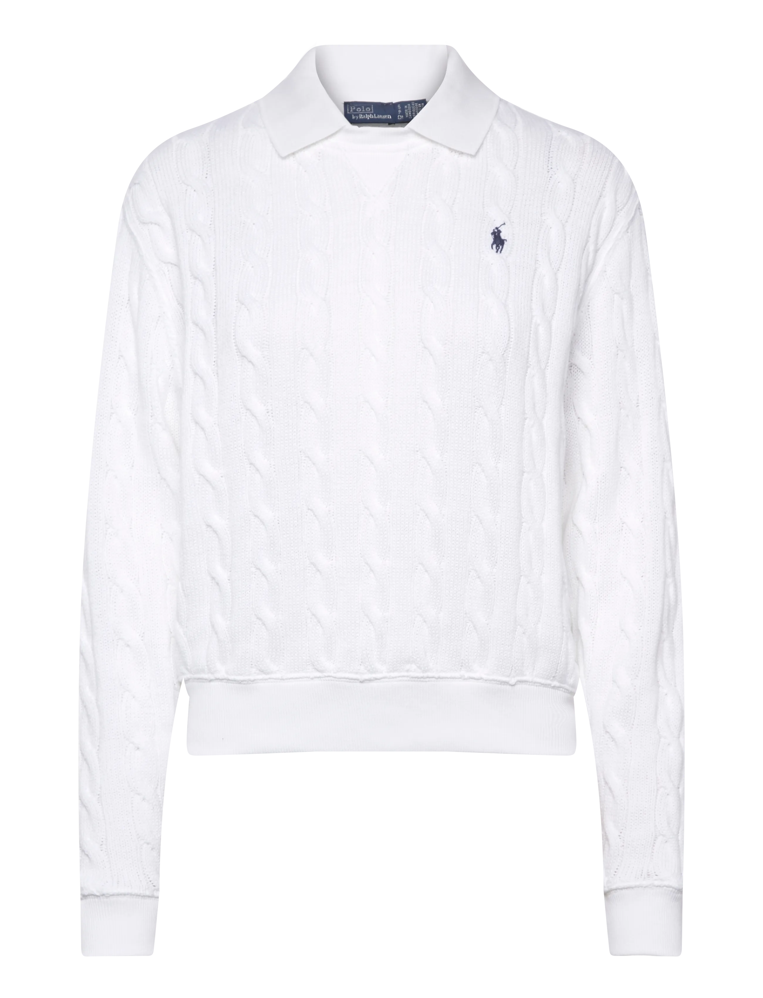 Polo Ralph Lauren Cable-Knit Cotton Polo-Collar Sweater - Afmæli - WHITE / white