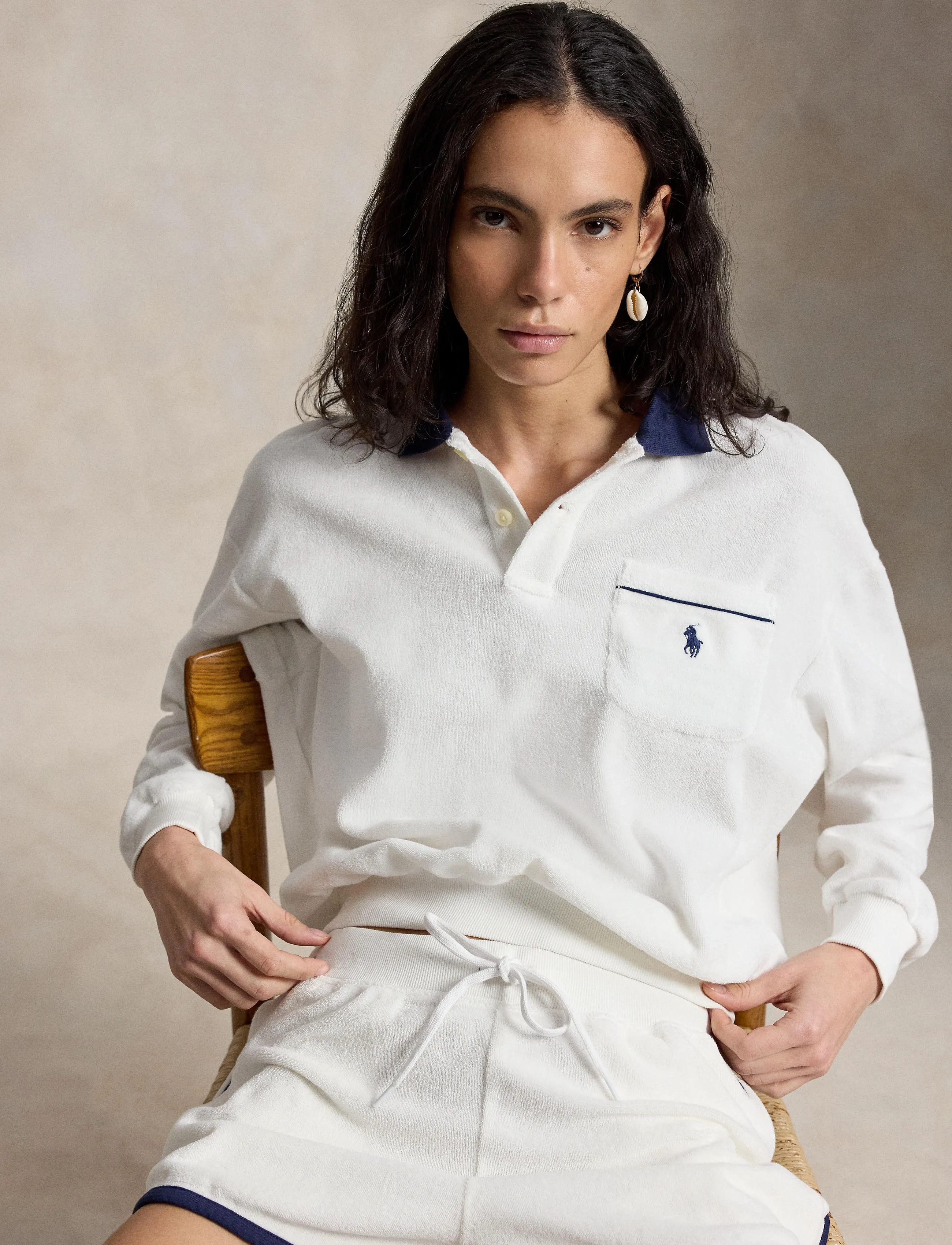 Polo Ralph Lauren - LT WT COTTON TERRY-KNT-POLO - pitkähihaiset t-paidat - white - 3