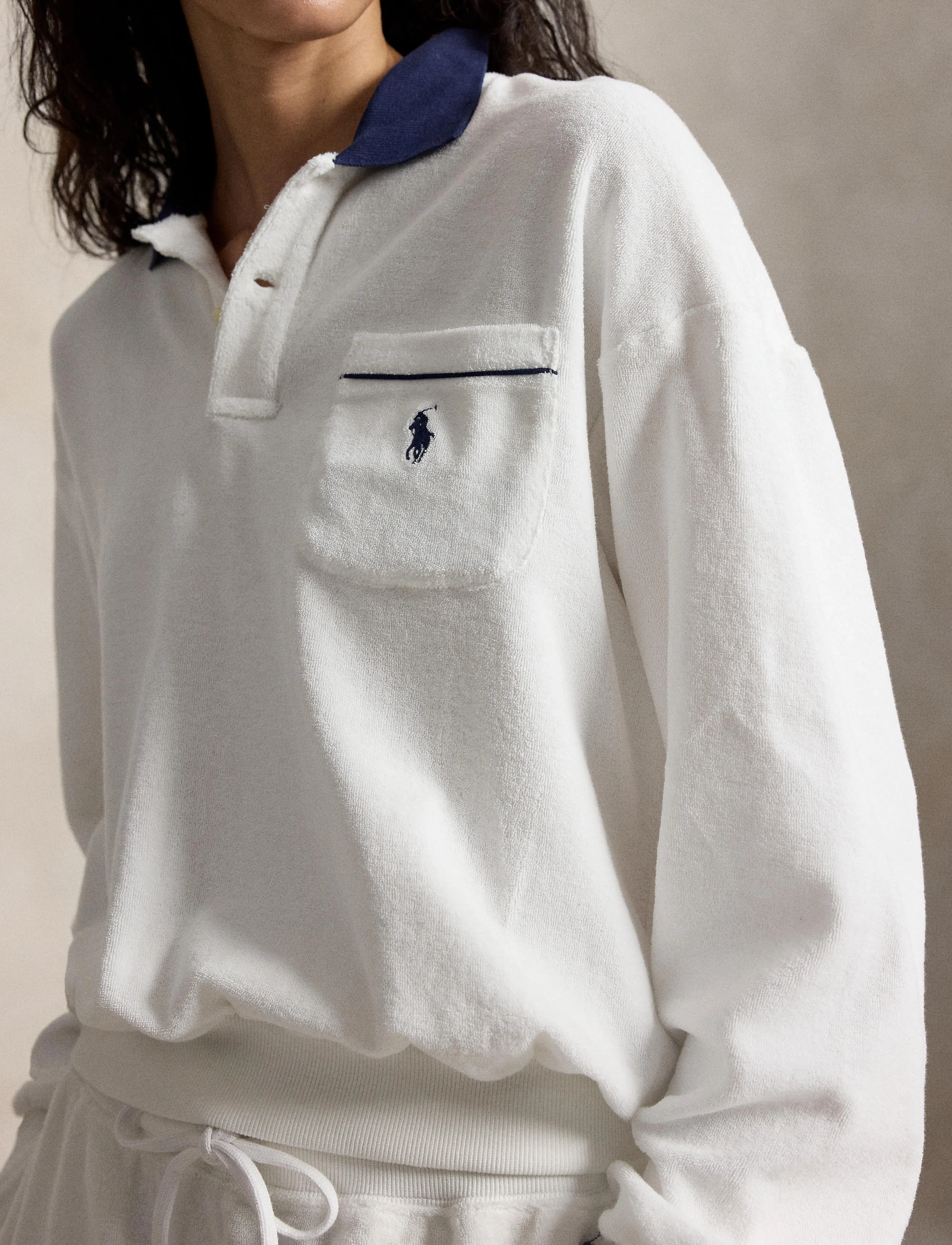 Polo Ralph Lauren - LT WT COTTON TERRY-KNT-POLO - pitkähihaiset t-paidat - white - 4