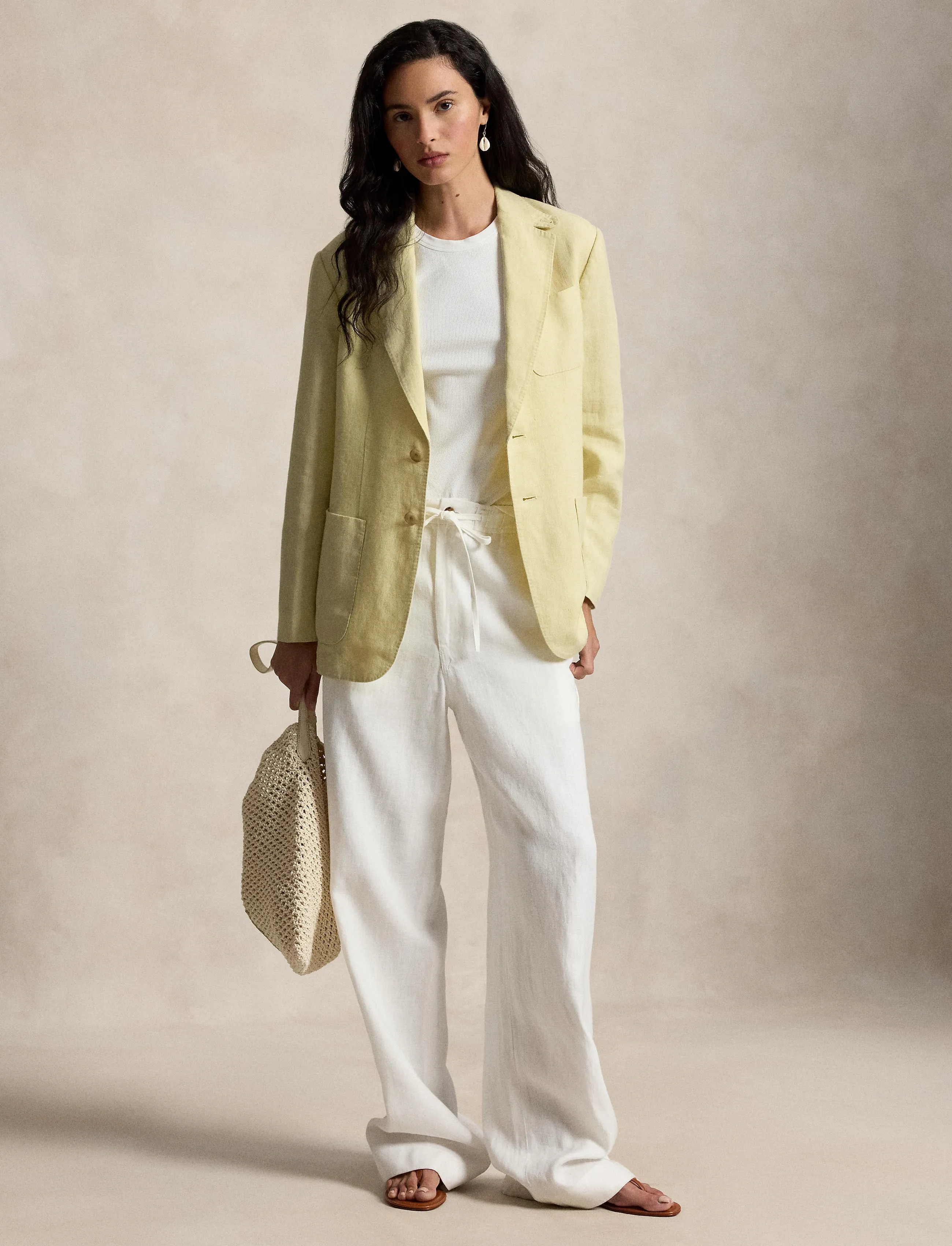 Polo Ralph Lauren 9/1 Yd Linen-Wvn-Blazer/Sport Coat, 40, Blazer, Gelb - Single Breasted Frauen