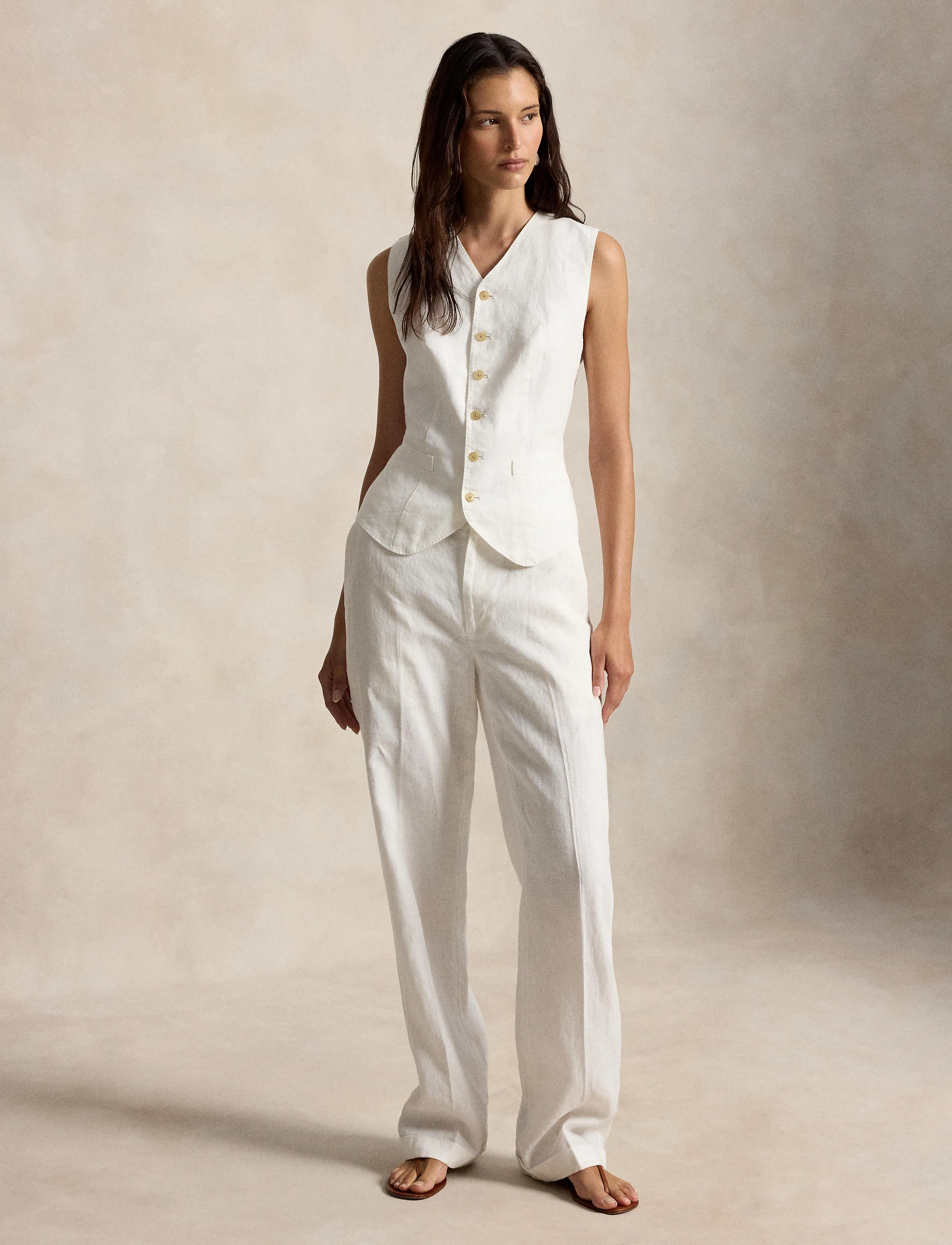 Polo Ralph Lauren 9/1 Pd Linen-Wvn-Blazer/Sport Coat, 38, Blazer, Creme - Sleeveless Frauen