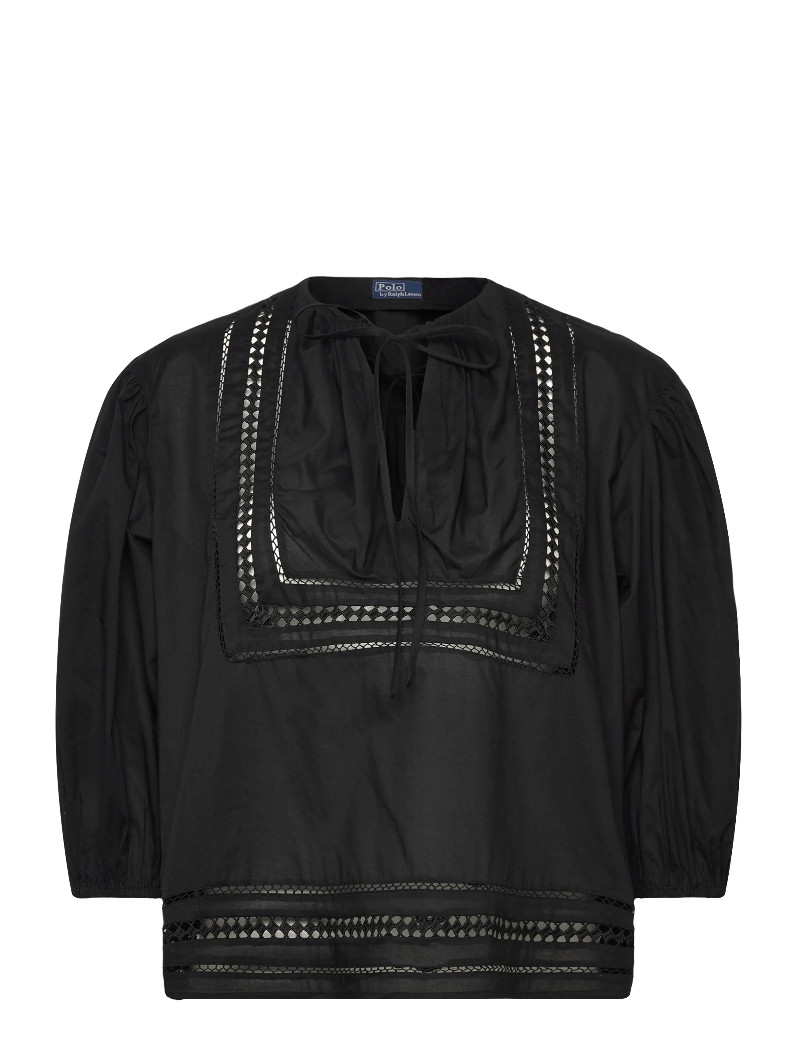 Polo Ralph Lauren Lace-Trim Cotton Shirt - Polo Ralph Lauren - POLO BLACK / black