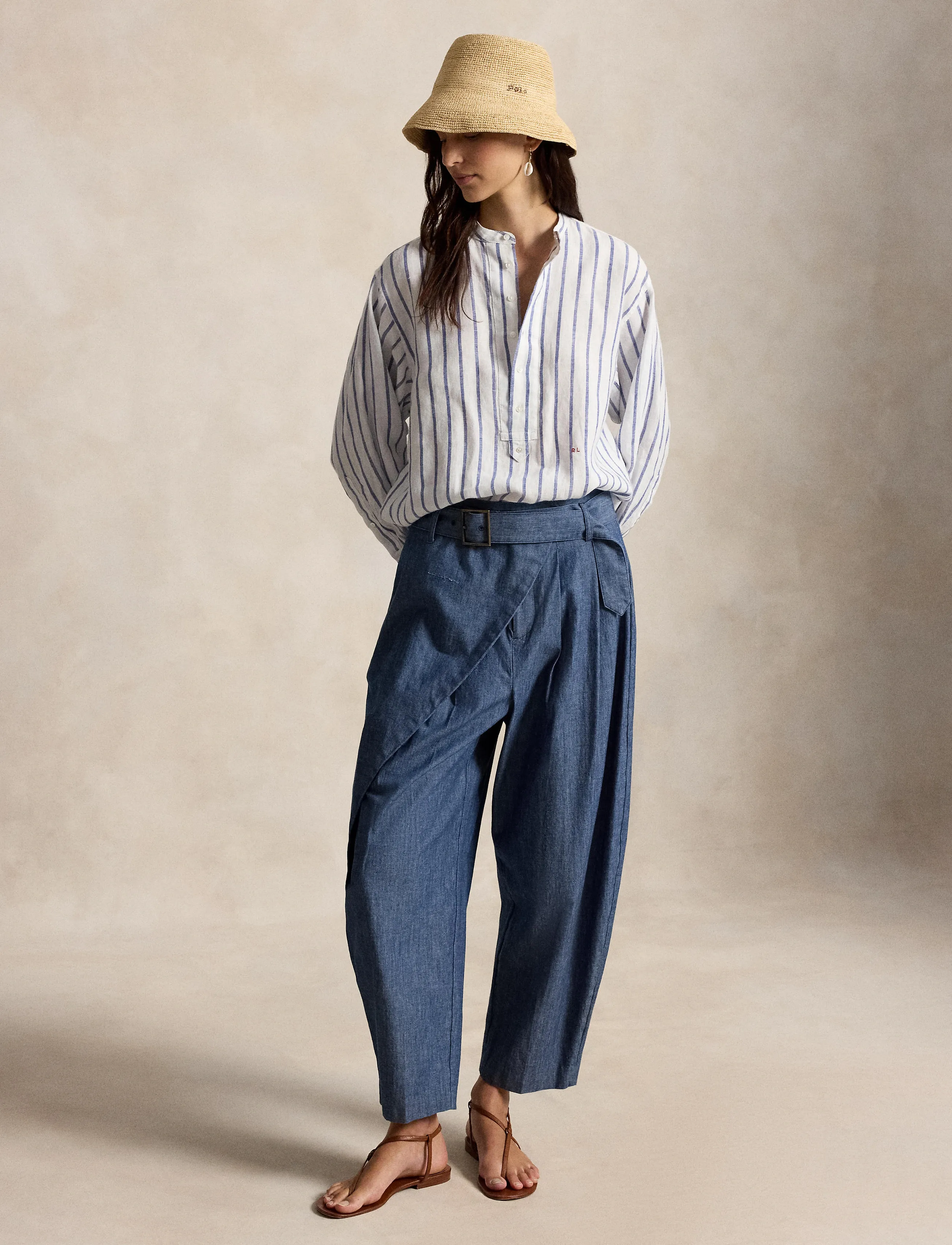 Polo Ralph Lauren YD LINEN-WVN-SHIRT - Koszule - 2020 WHITE-ROYAL / white