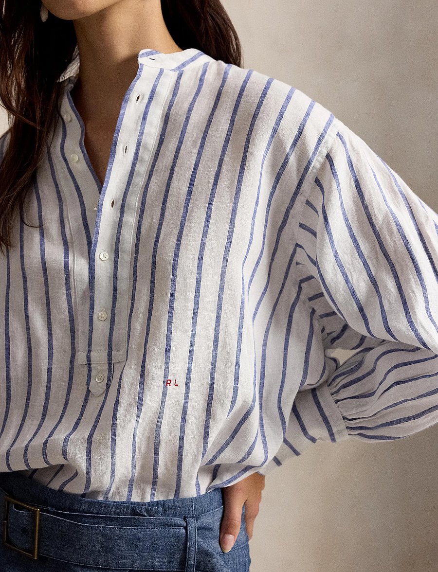 Polo Ralph Lauren - YD LINEN-WVN-SHIRT - denimskjorter - 2020 white-royal - 4