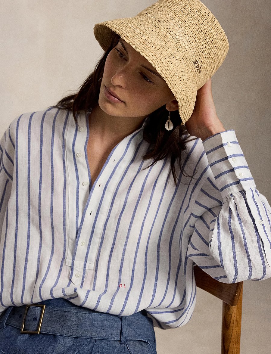 Polo Ralph Lauren - YD LINEN-WVN-SHIRT - denimskjorter - 2020 white-royal - 5