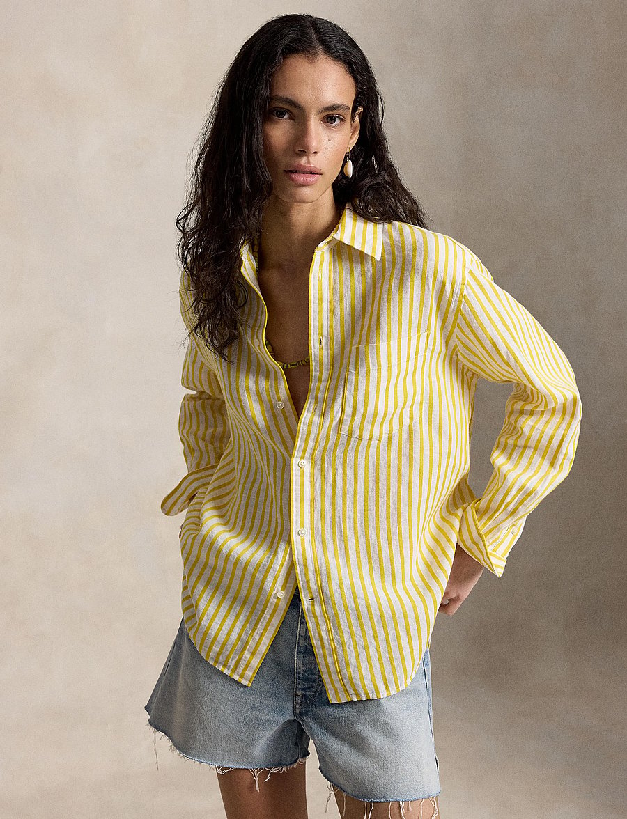 Polo Ralph Lauren - YD LINEN/COTTON-WVN-SHIRT - chemises en jeans - 2019b white-yello - 0