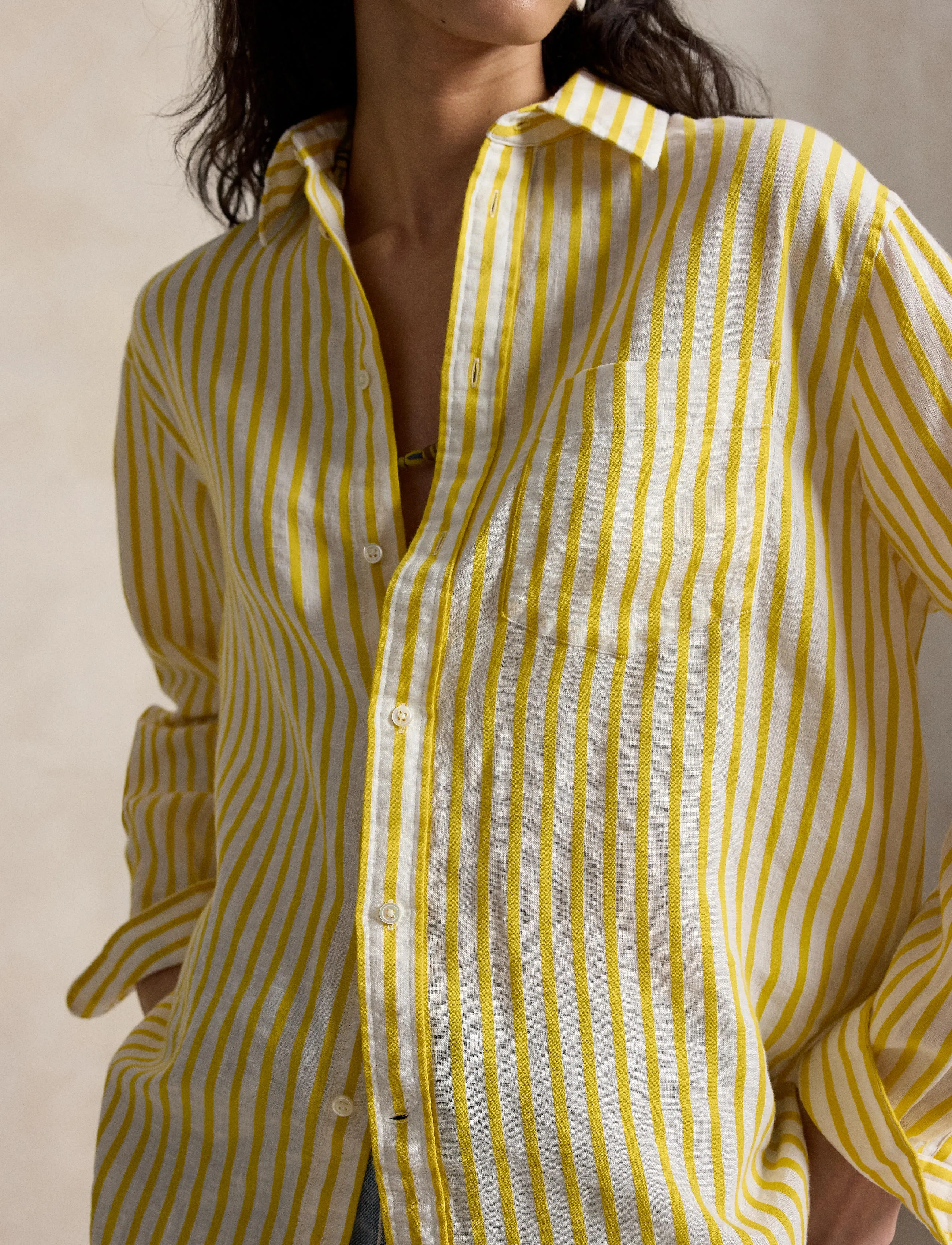 Polo Ralph Lauren - YD LINEN/COTTON-WVN-SHIRT - chemises en jeans - 2019b white-yello - 3