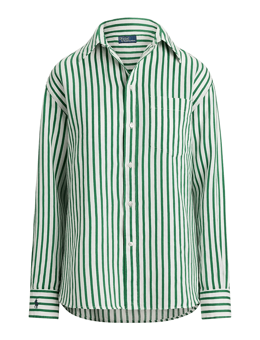 Polo Ralph Lauren - YD LINEN/COTTON-WVN-SHIRT - denimskjorter - 2019c white-green - 1