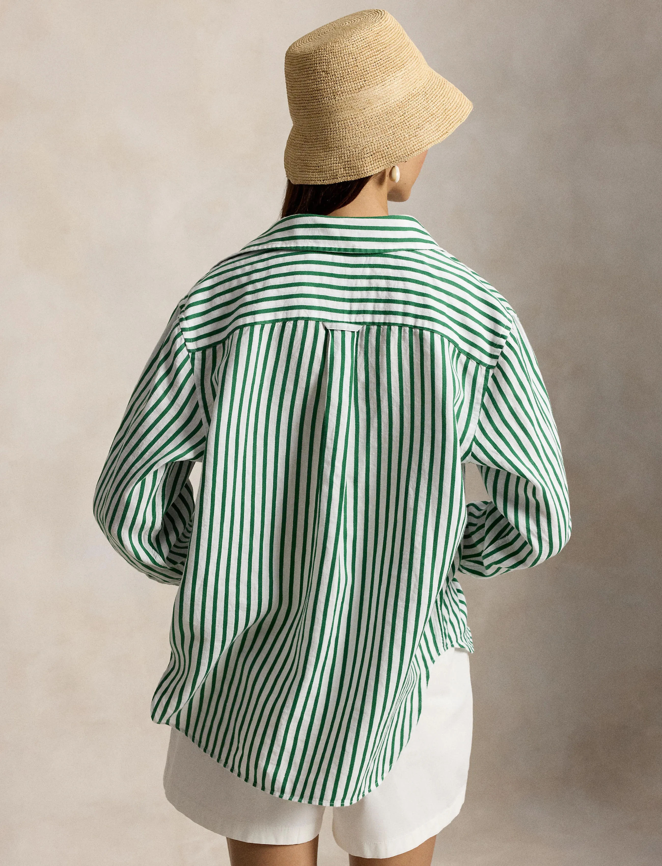 Polo Ralph Lauren - YD LINEN/COTTON-WVN-SHIRT - denimskjorter - 2019c white-green - 2