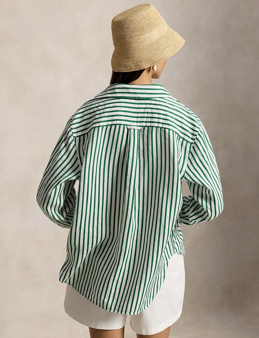 Polo Ralph Lauren - YD LINEN/COTTON-WVN-SHIRT - denimskjorter - 2019c white-green - 2