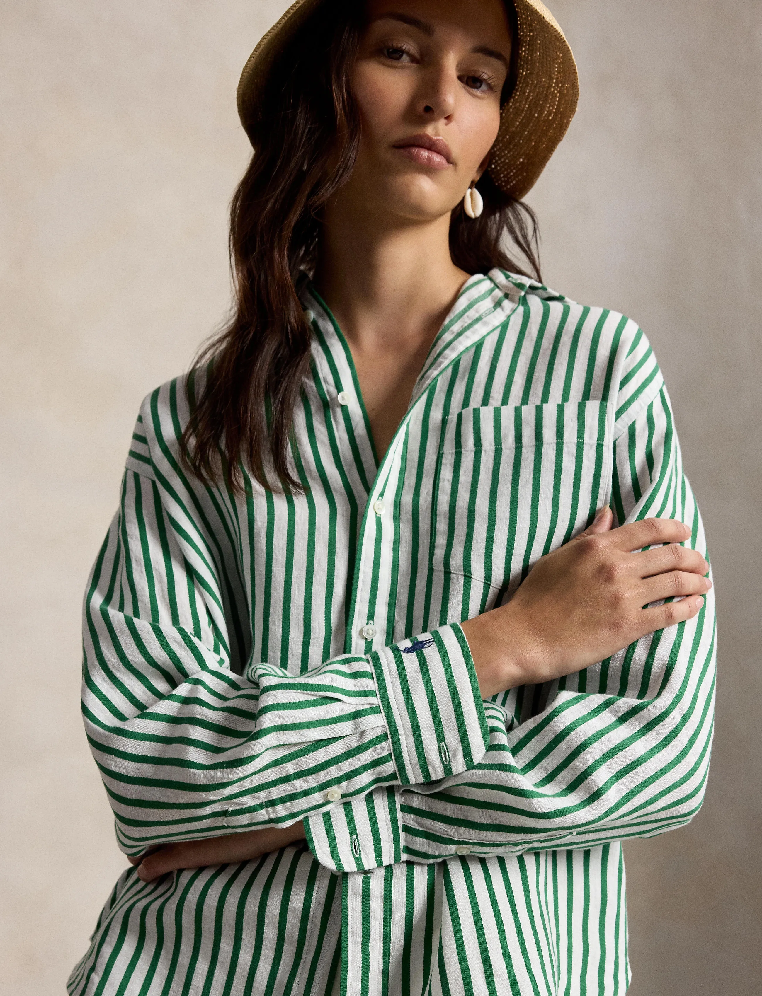 Polo Ralph Lauren - YD LINEN/COTTON-WVN-SHIRT - denimskjorter - 2019c white-green - 3