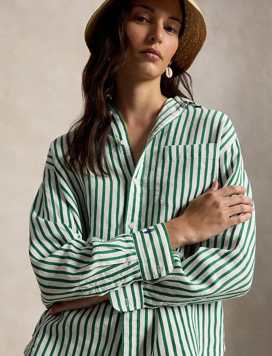 Polo Ralph Lauren - YD LINEN/COTTON-WVN-SHIRT - denimskjorter - 2019c white-green - 3