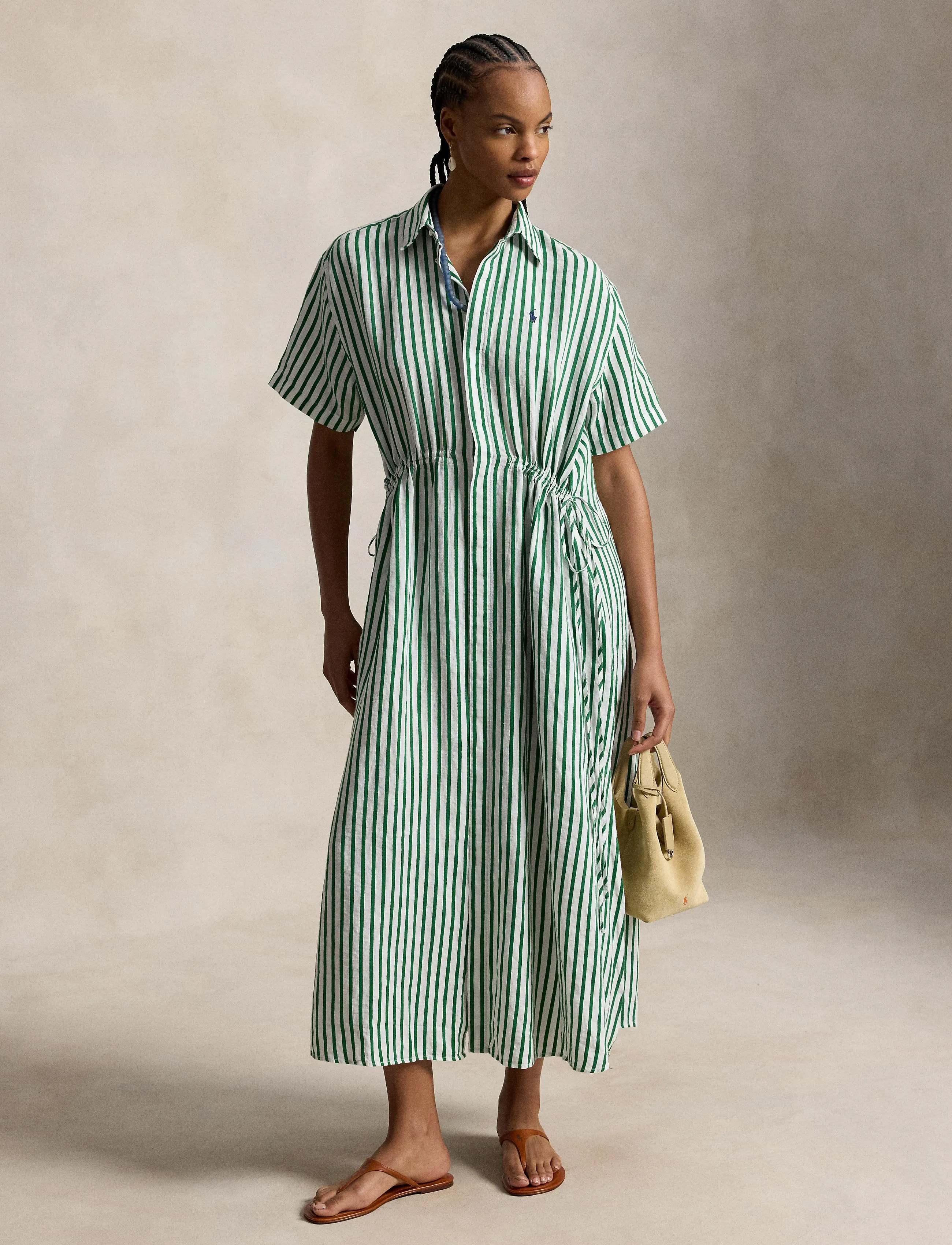 Polo Ralph Lauren YD LINEN/COTTON-WVN-DRESSES - Kleidung - 2019C WHITE-GREEN / green