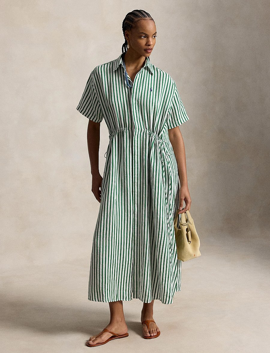 Polo Ralph Lauren - YD LINEN/COTTON-WVN-DRESSES - overhemdjurken - 2019c white-green - 0