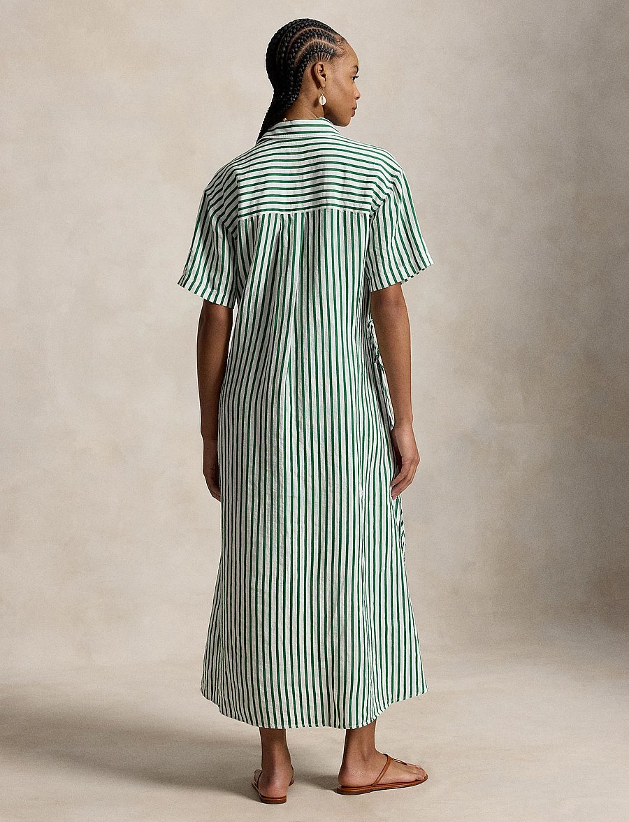 Polo Ralph Lauren - YD LINEN/COTTON-WVN-DRESSES - overhemdjurken - 2019c white-green - 3