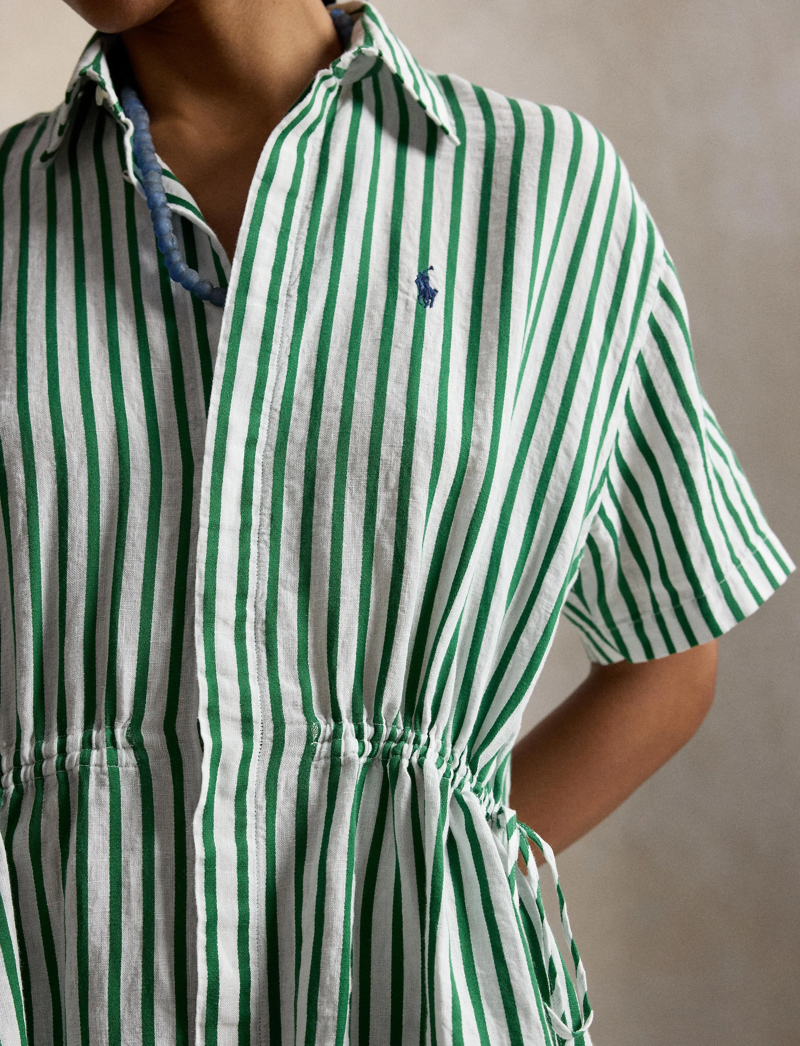 Polo Ralph Lauren - YD LINEN/COTTON-WVN-DRESSES - skjortekjoler - 2019c white-green - 4
