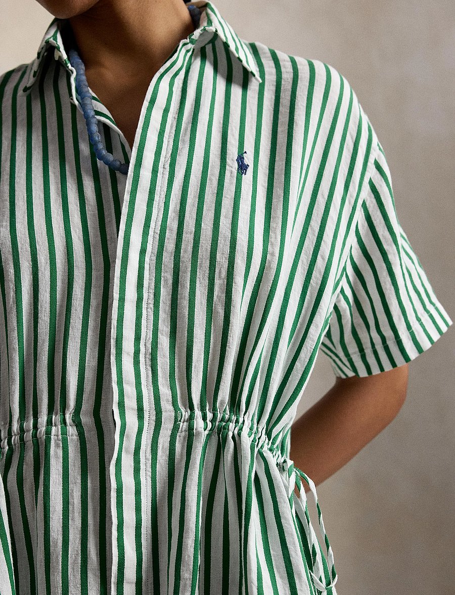 Polo Ralph Lauren - YD LINEN/COTTON-WVN-DRESSES - overhemdjurken - 2019c white-green - 4