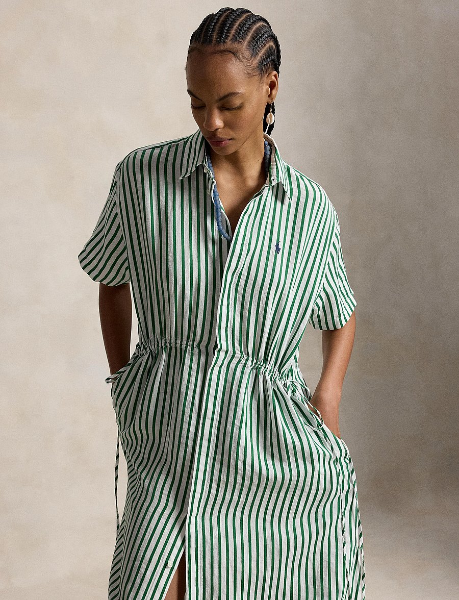 Polo Ralph Lauren - YD LINEN/COTTON-WVN-DRESSES - overhemdjurken - 2019c white-green - 5