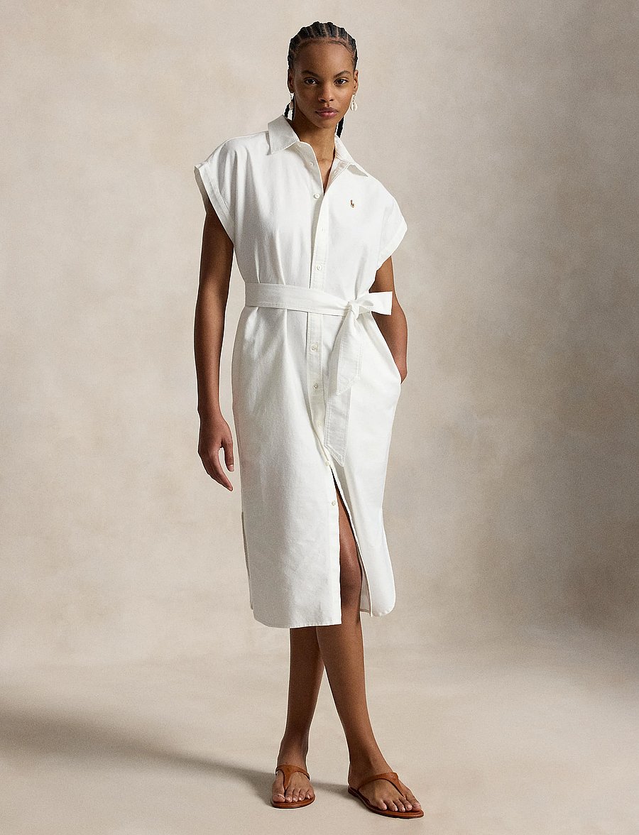 Polo Ralph Lauren - 40/1 CTN YD OXFORD-WVN-DRESSES - midi-kleider - bsr white - 3