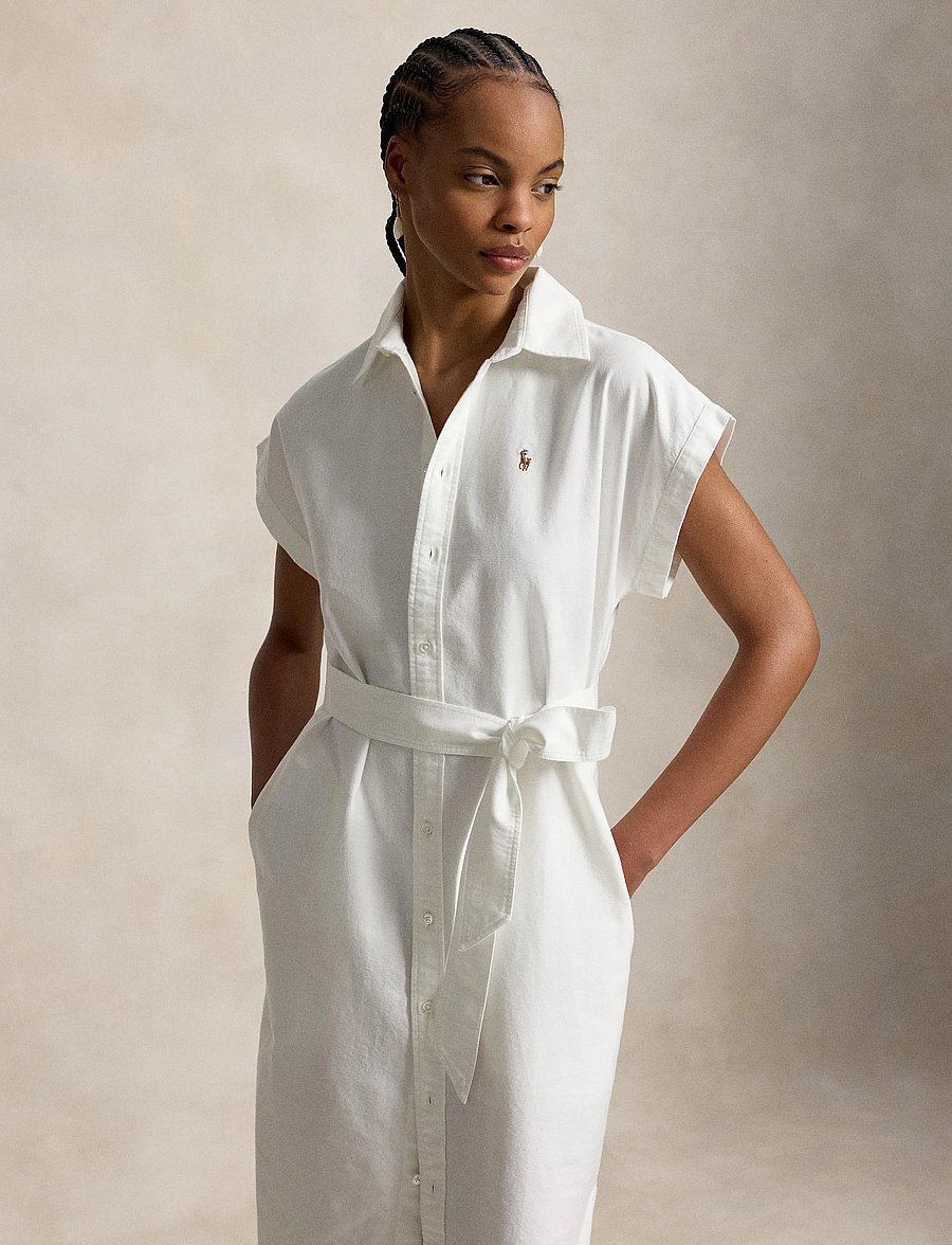 Polo Ralph Lauren - 40/1 CTN YD OXFORD-WVN-DRESSES - midi-kleider - bsr white - 5