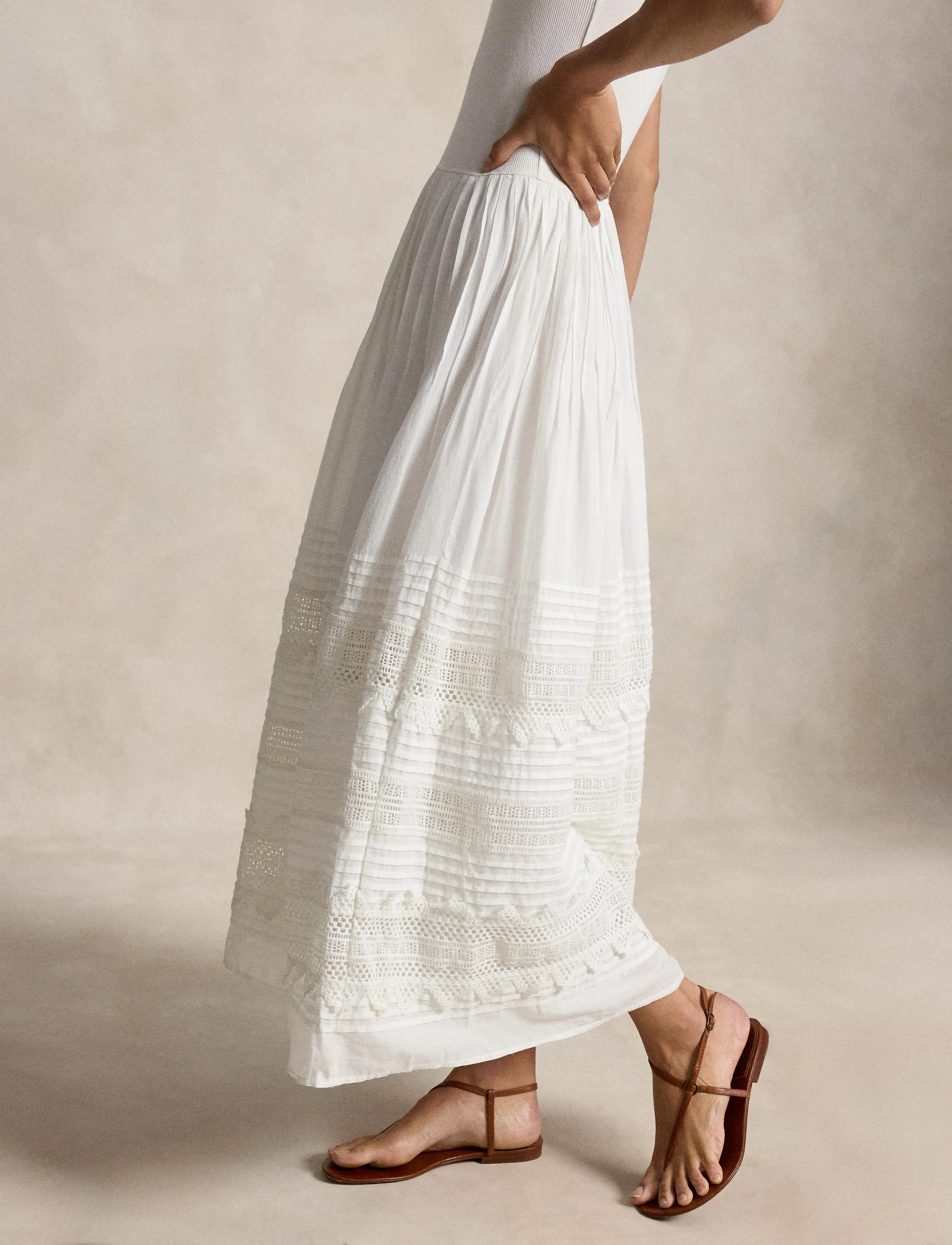 Polo Ralph Lauren - 2X2 RIB/CTN VOILE-WVN-DRESSES - maxikjoler - white - 4
