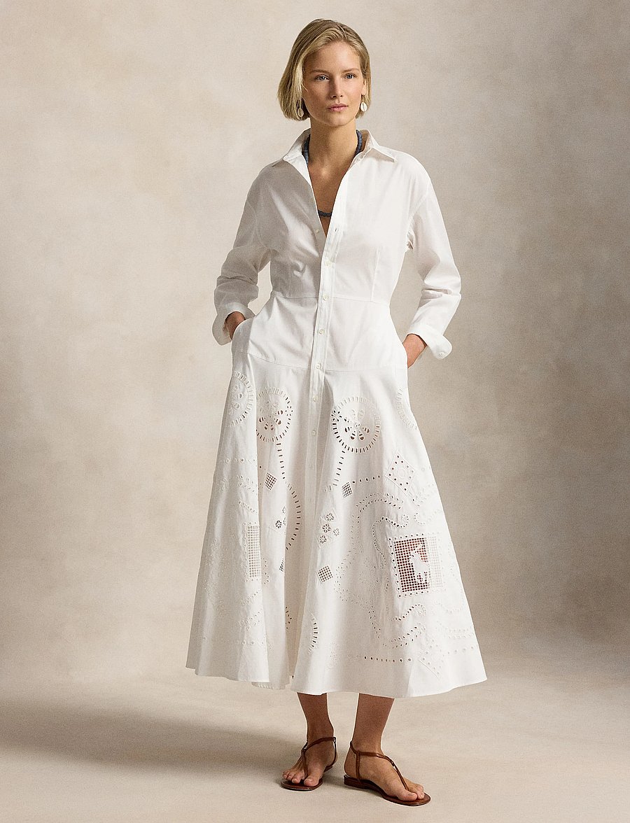 Polo Ralph Lauren - EMB 80/2 MW CTN PW-WVN-DRESSES - maxi dresses - white - 3